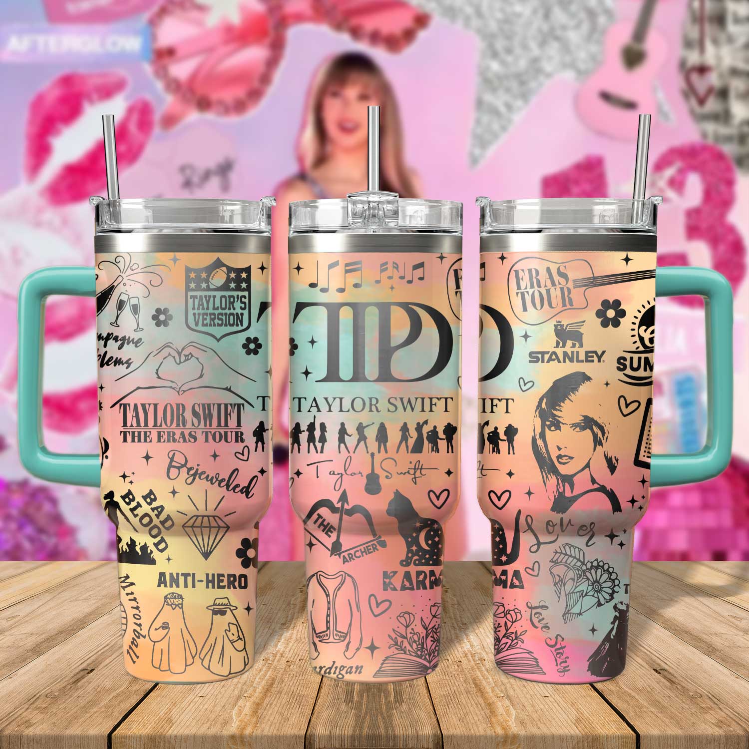 Taylor Swift Music Custom Stanley Cup 40 oz 30 oz Tumbler With Handle