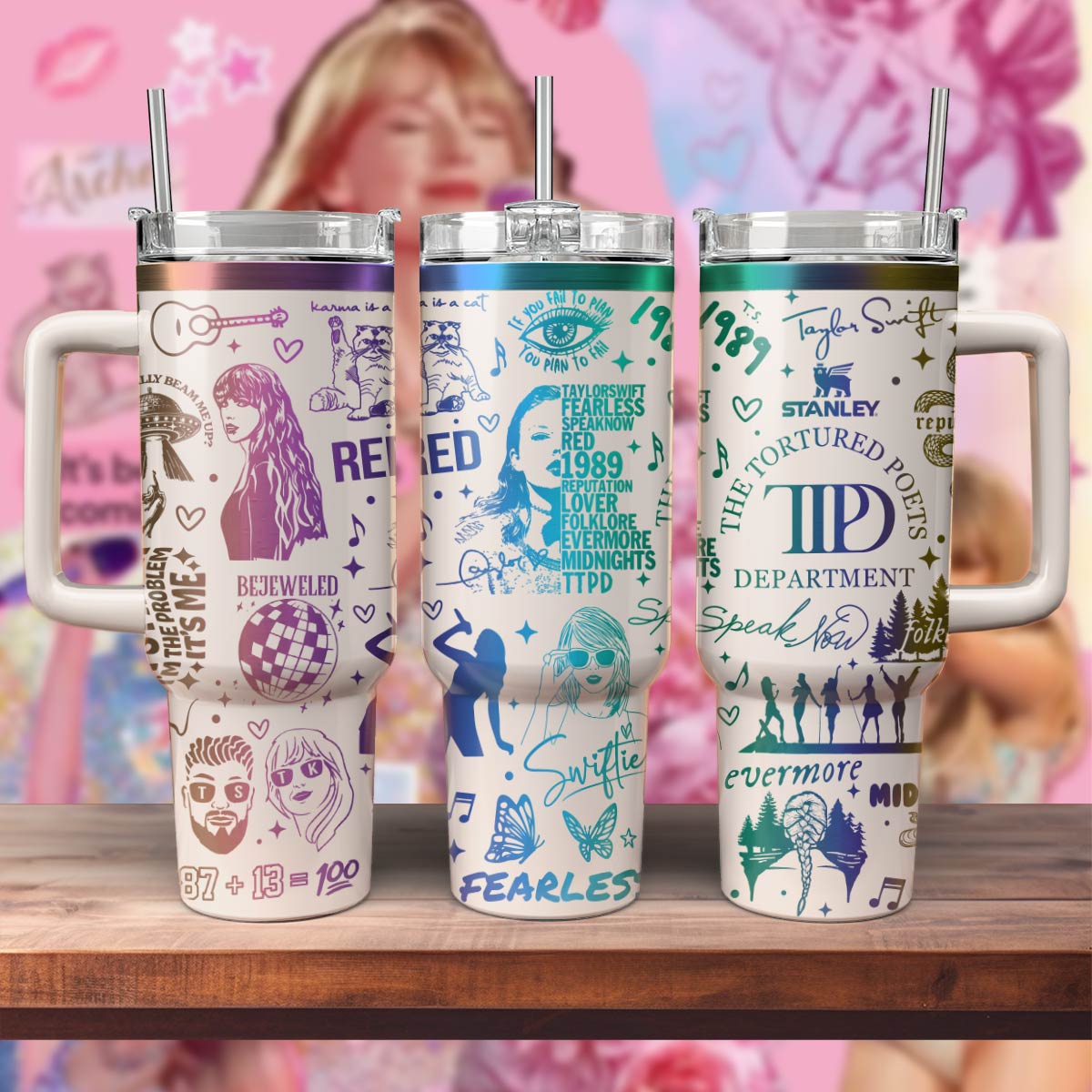 Taylor Swift Music Custom Stanley Cup 40 oz 30 oz Tumbler With Handle