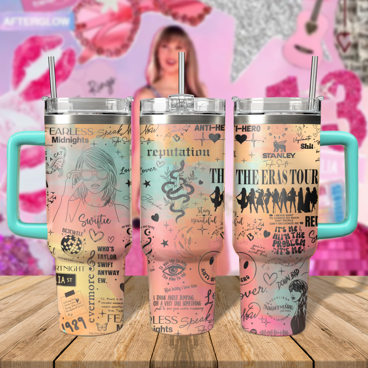 Taylor Swift Music Custom Stanley Cup 40 oz 30 oz Tumbler With Handle
