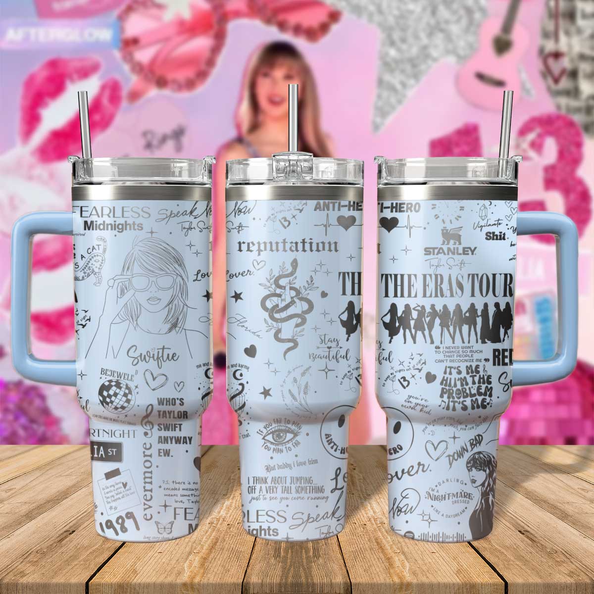 Taylor Swift Music Custom Stanley Cup 40 oz 30 oz Tumbler With Handle