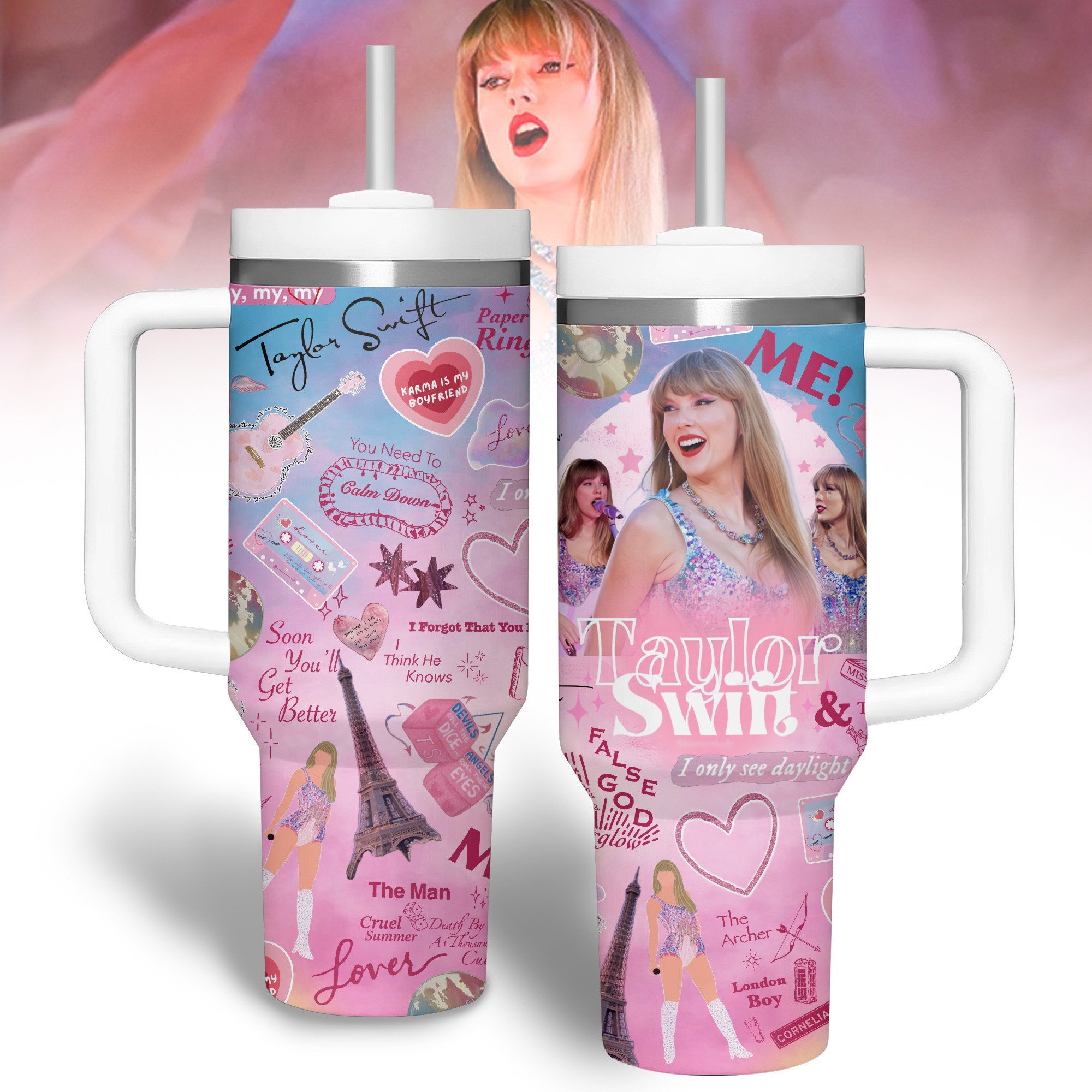 Taylor Swift Music Custom Stanley Cup 40 oz 30 oz Tumbler With Handle