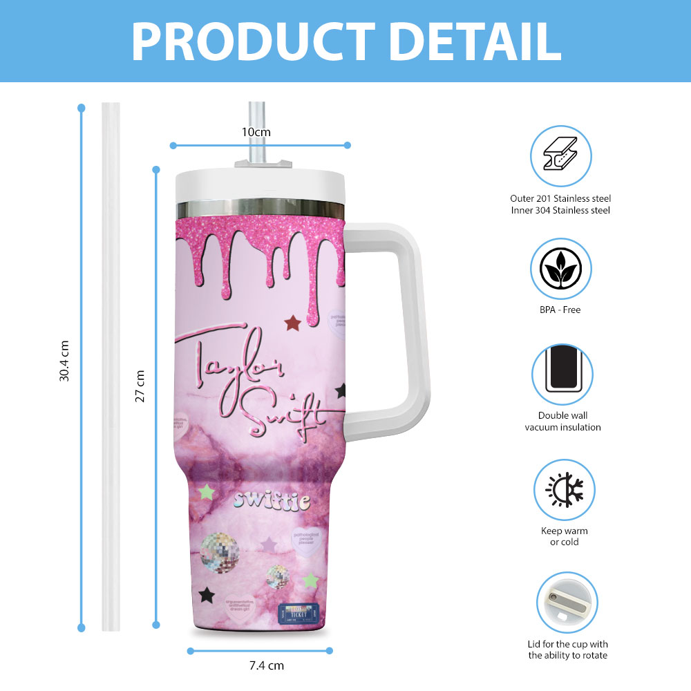 Taylor Swift Music Custom Stanley Cup 40 oz 30 oz Tumbler With Handle