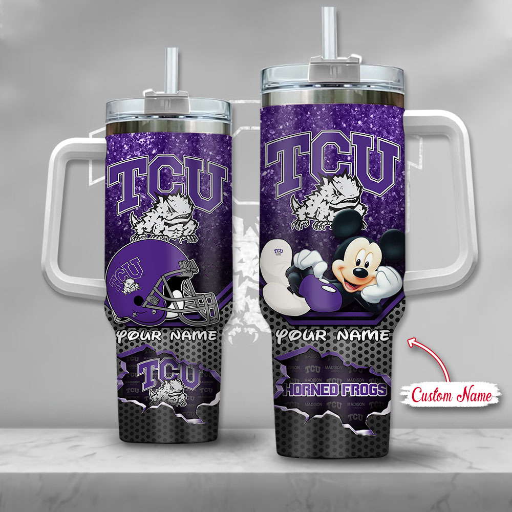 TCU Horned Frogs NCAA Mickey Mouse Custom Stanley Cup 40 oz 30 oz Tumbler With Handle