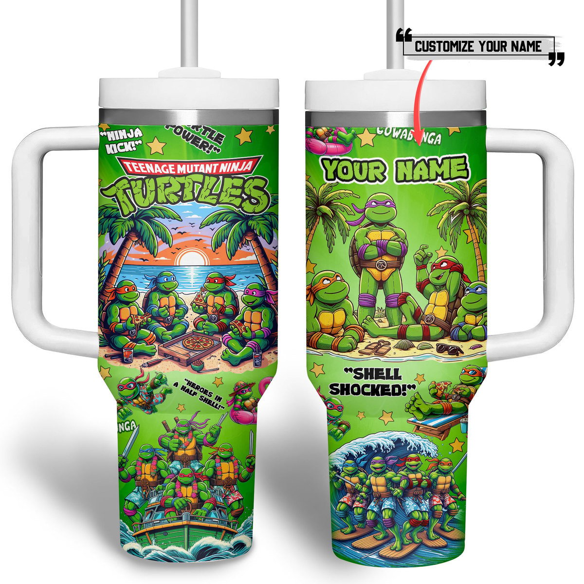 Teenage Mutant Ninja Turtles Cartoon Custom Stanley Cup 40 oz 30 oz Tumbler With Handle