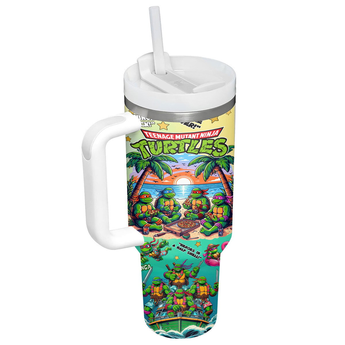 Teenage Mutant Ninja Turtles Cartoon Custom Stanley Cup 40 oz 30 oz Tumbler With Handle