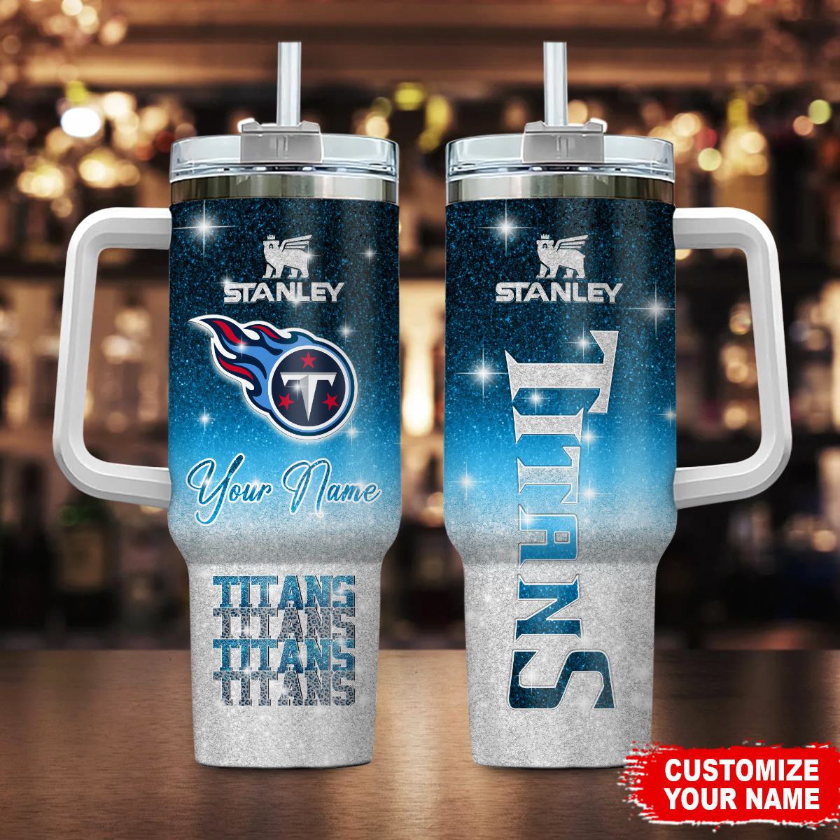 Tennessee Titans NFL Glitter Custom Stanley Cup 40 oz 30 oz Tumbler With Handle