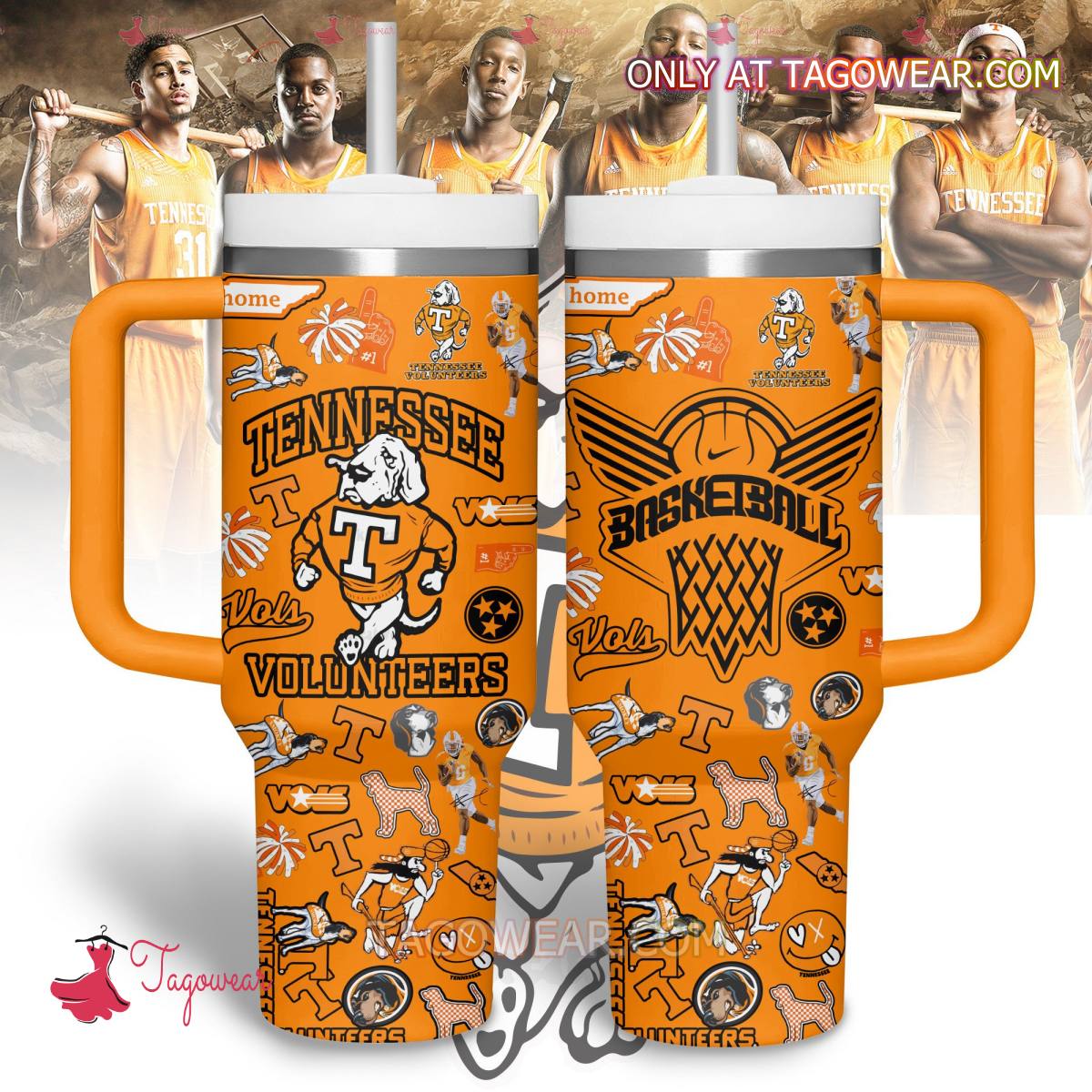 Tennessee Volunteers Basketball NCAA Custom Stanley Cup 40 oz 30 oz Tumbler With Handle