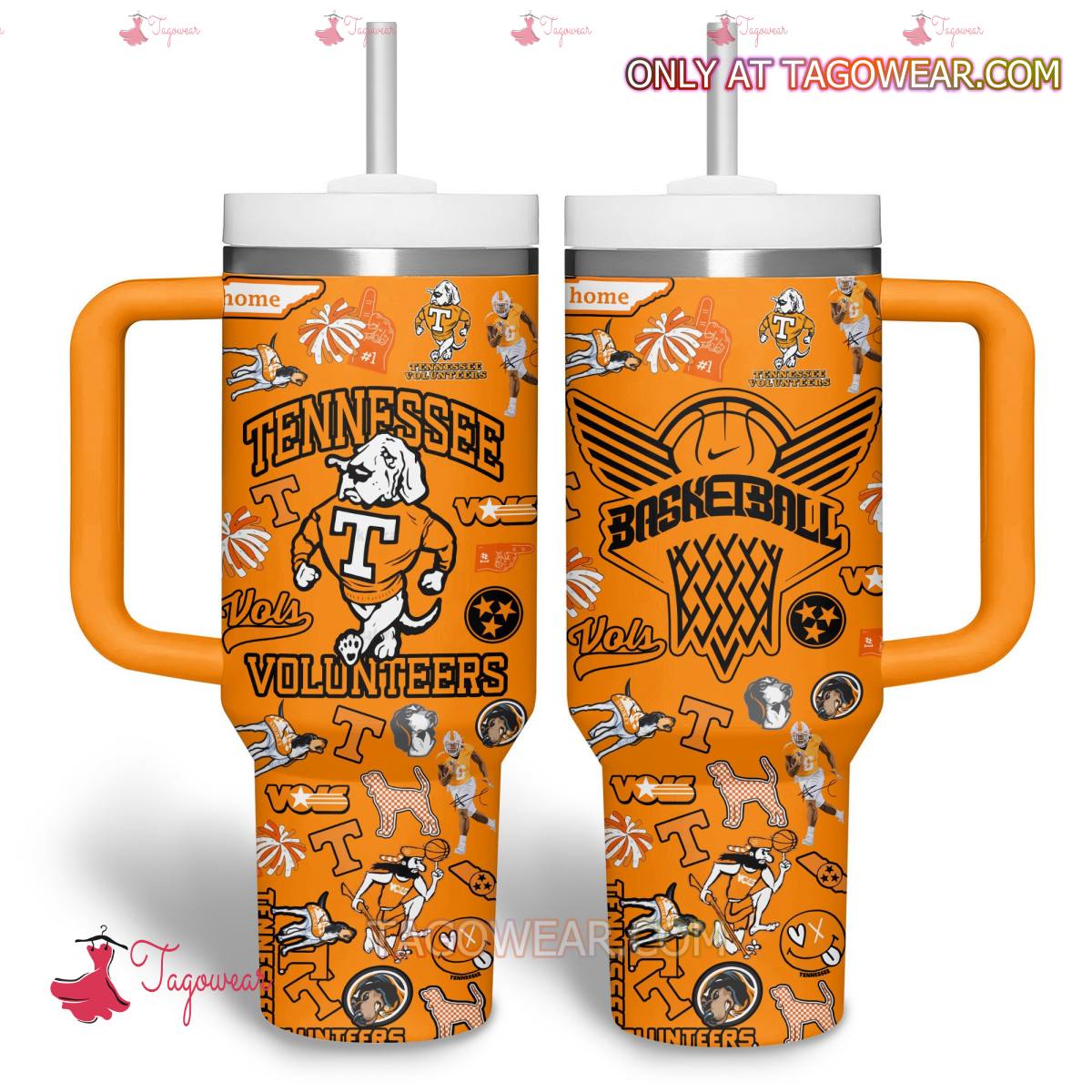 Tennessee Volunteers Basketball NCAA Custom Stanley Cup 40 oz 30 oz Tumbler With Handle