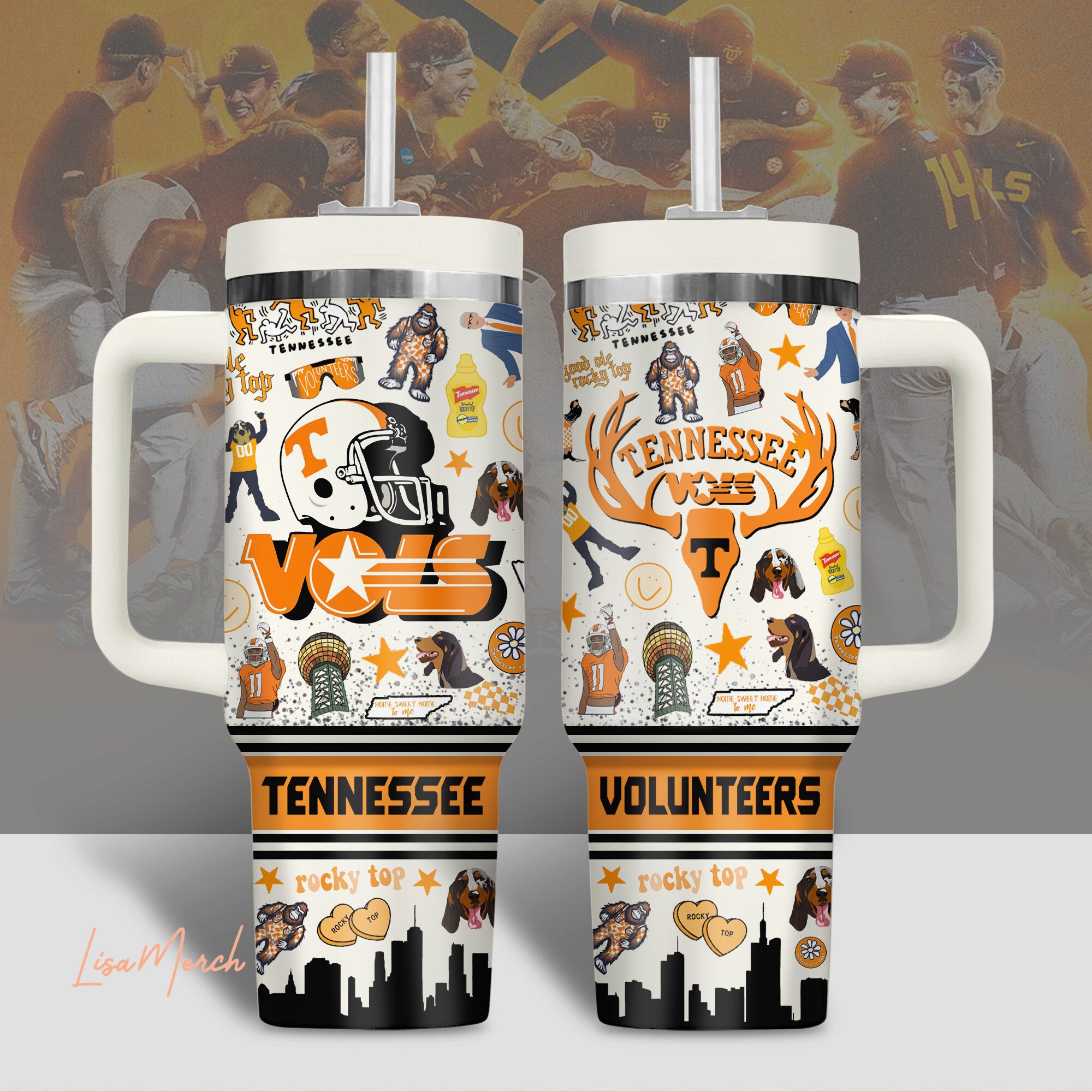 Tennessee Volunteers NCAA Custom Stanley Cup 40 oz 30 oz Tumbler With Handle