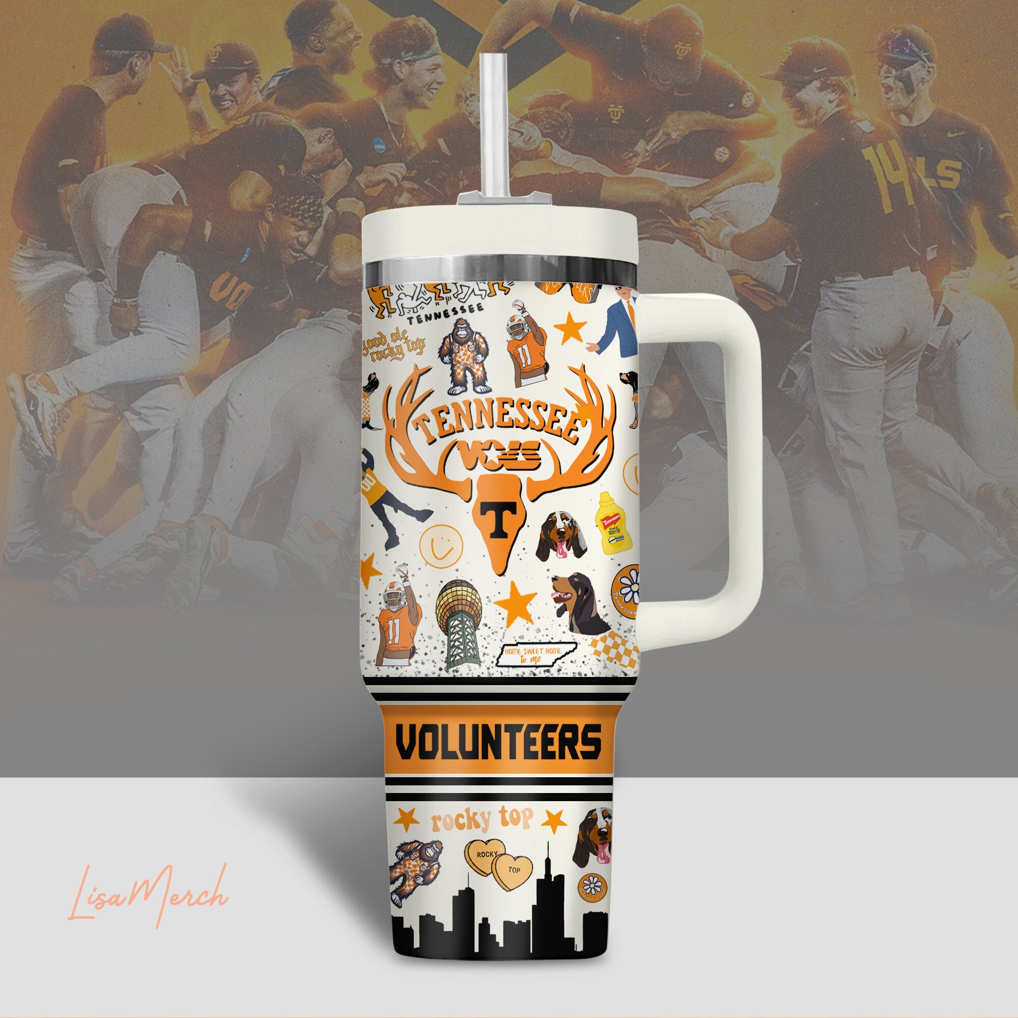 Tennessee Volunteers NCAA Custom Stanley Cup 40 oz 30 oz Tumbler With Handle
