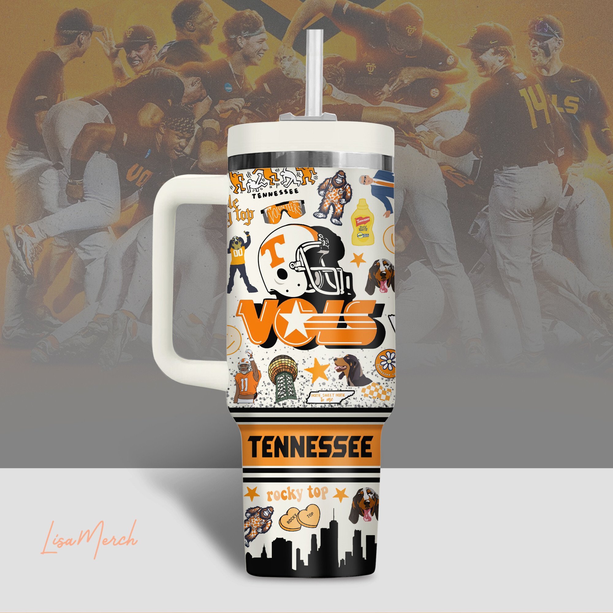 Tennessee Volunteers NCAA Custom Stanley Cup 40 oz 30 oz Tumbler With Handle