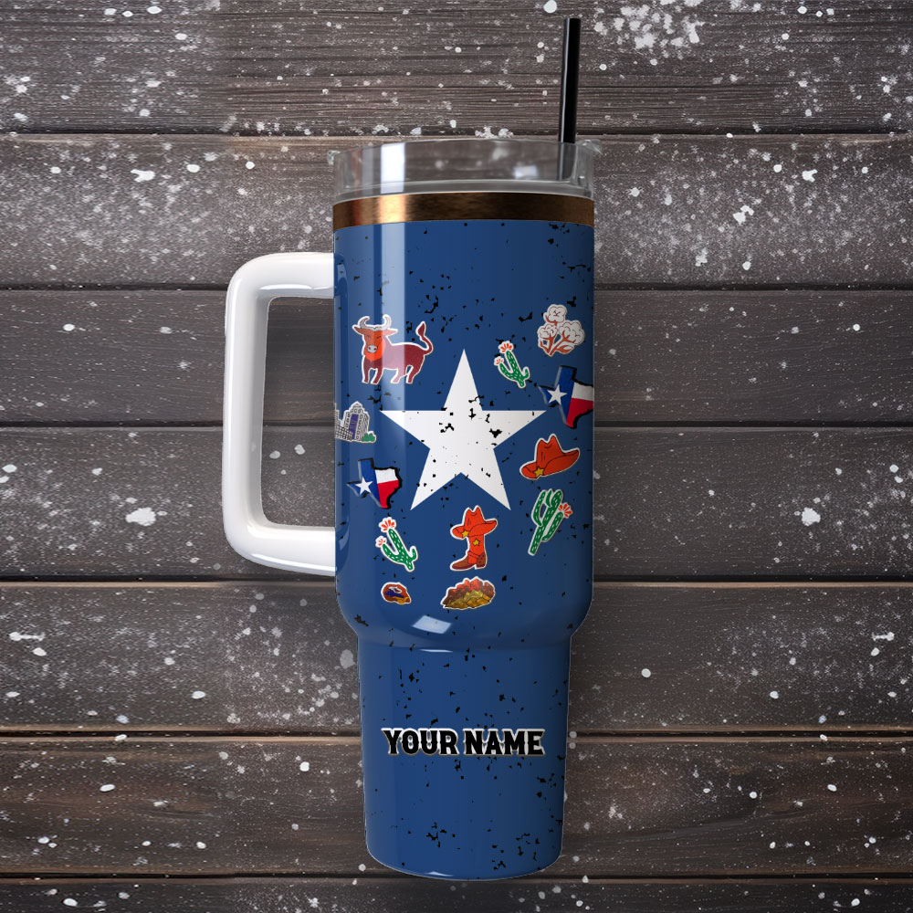 Texas Flag Symbol Custom Stanley Cup 40 oz 30 oz Tumbler With Handle