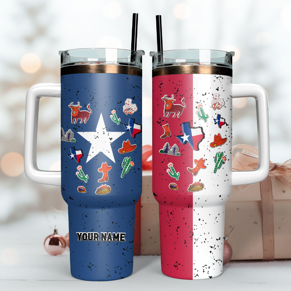 Texas Flag Symbol Custom Stanley Cup 40 oz 30 oz Tumbler With Handle