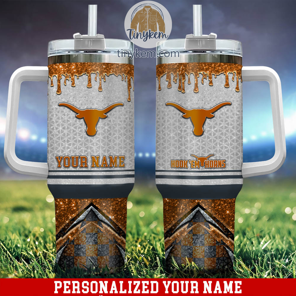 Texas Longhorns Glitter NCAA Custom Stanley Cup 40 oz 30 oz Tumbler With Handle