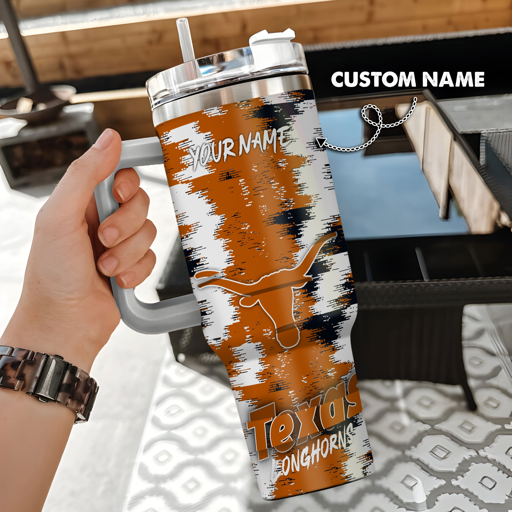 Texas Longhorns NCAA Custom Stanley Cup 40 oz 30 oz Tumbler With Handle