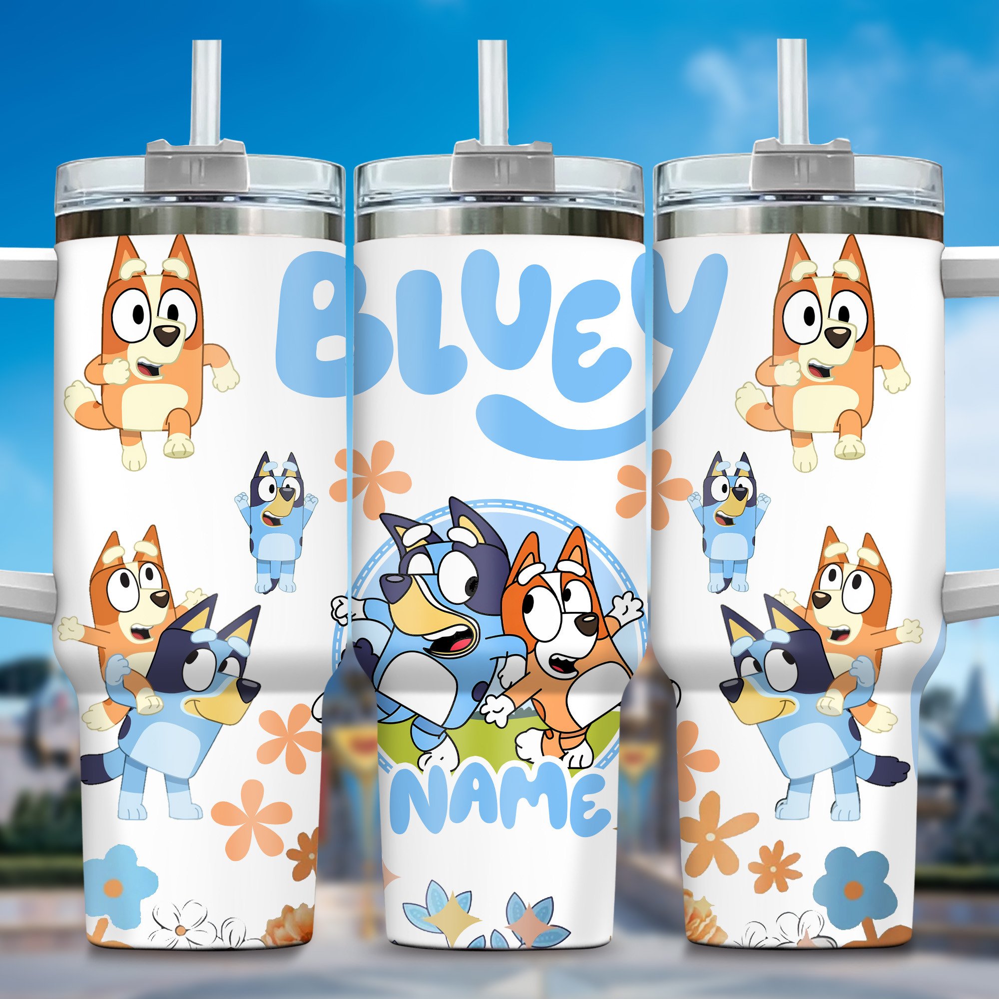 The Family Bluey Cartoon Custom Stanley Cup 40 oz 30 oz Tumbler With Handle