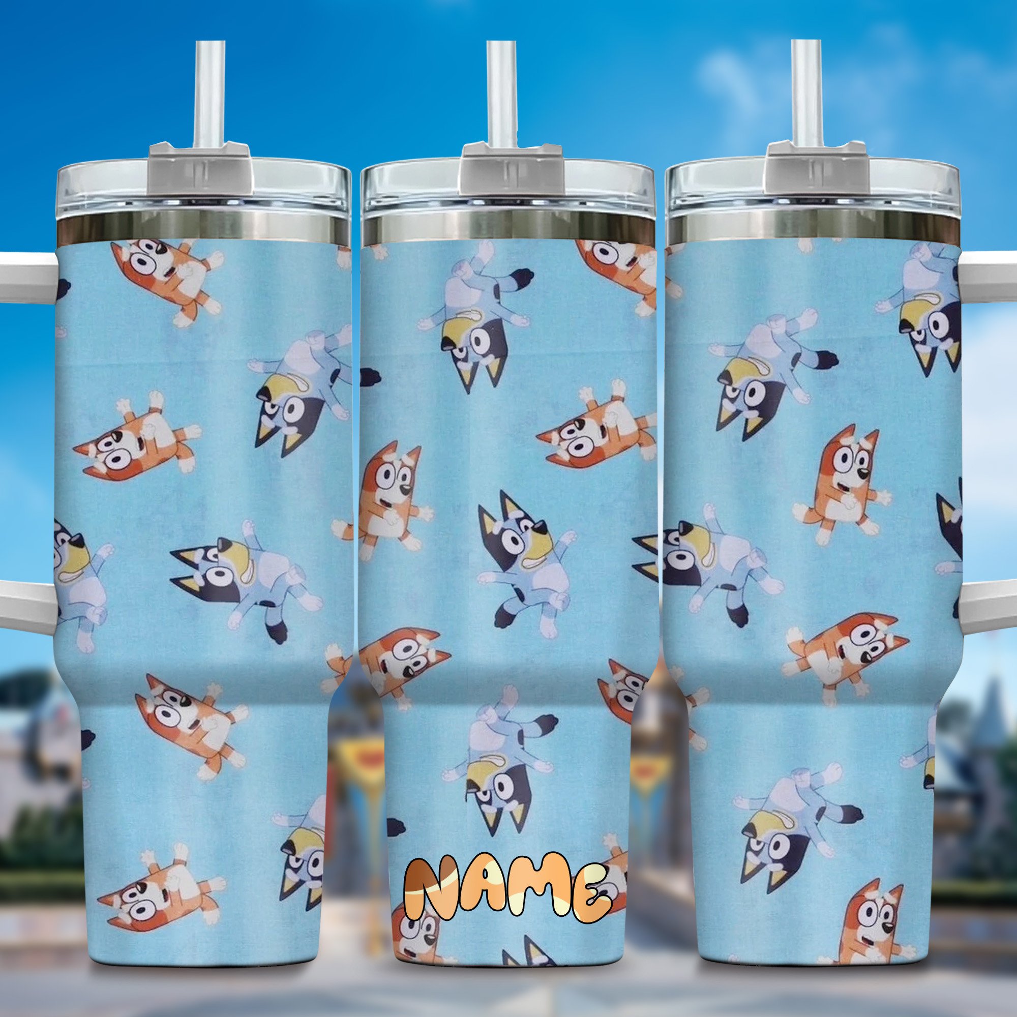 The Family Bluey Cartoon Custom Stanley Cup 40 oz 30 oz Tumbler With Handle