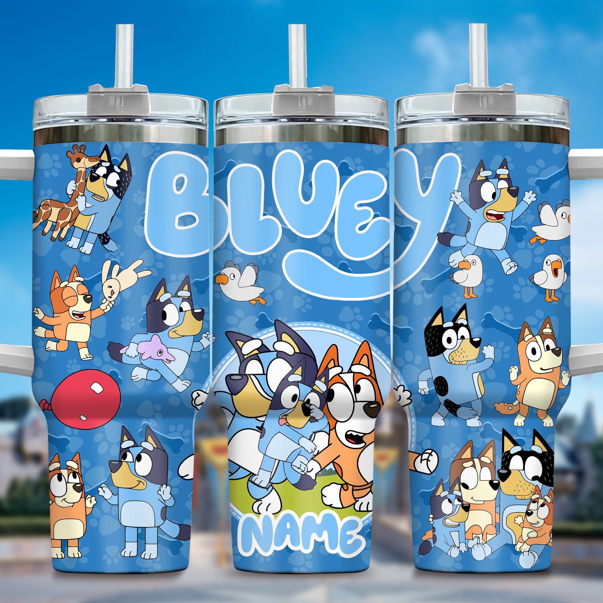 The Family Bluey Cartoon Custom Stanley Cup 40 oz 30 oz Tumbler With Handle