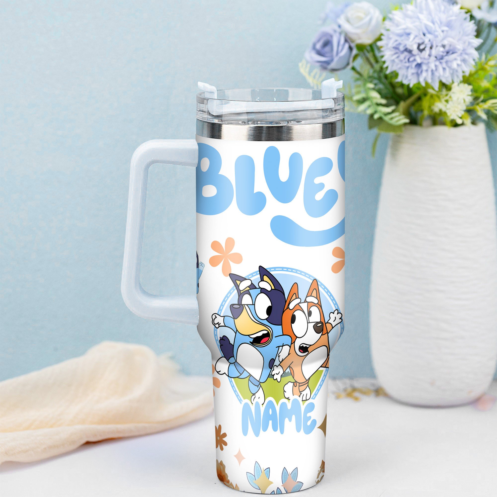 The Family Bluey Cartoon Custom Stanley Cup 40 oz 30 oz Tumbler With Handle
