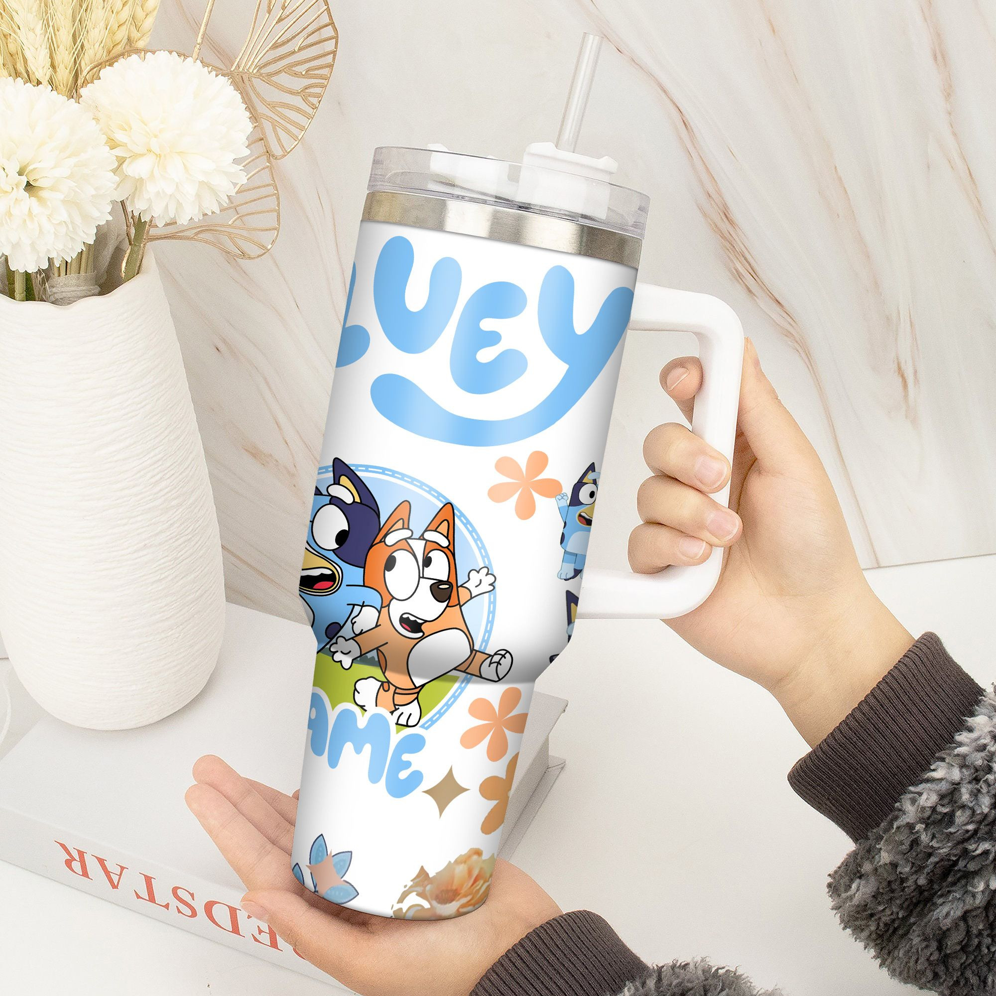The Family Bluey Cartoon Custom Stanley Cup 40 oz 30 oz Tumbler With Handle