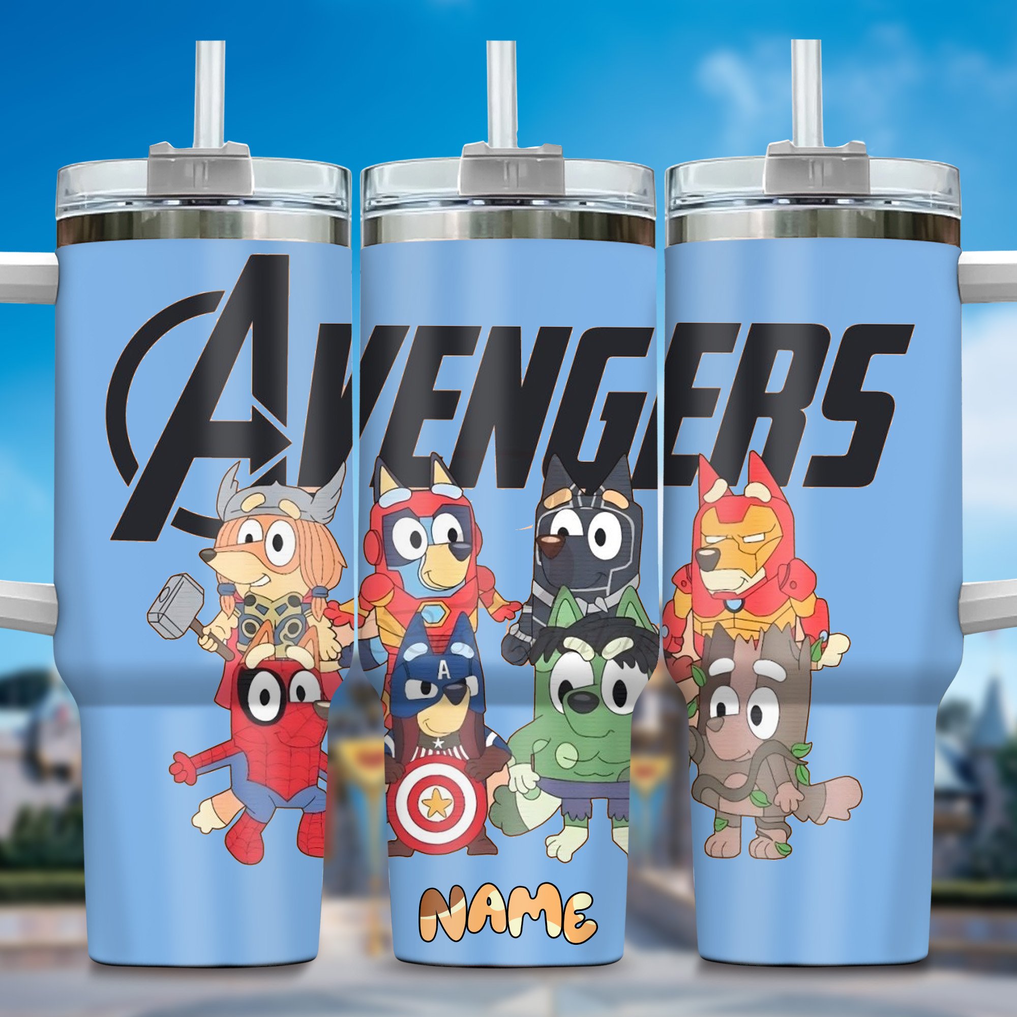 The Family Bluey Cartoon Custom Stanley Cup 40 oz 30 oz Tumbler With Handle