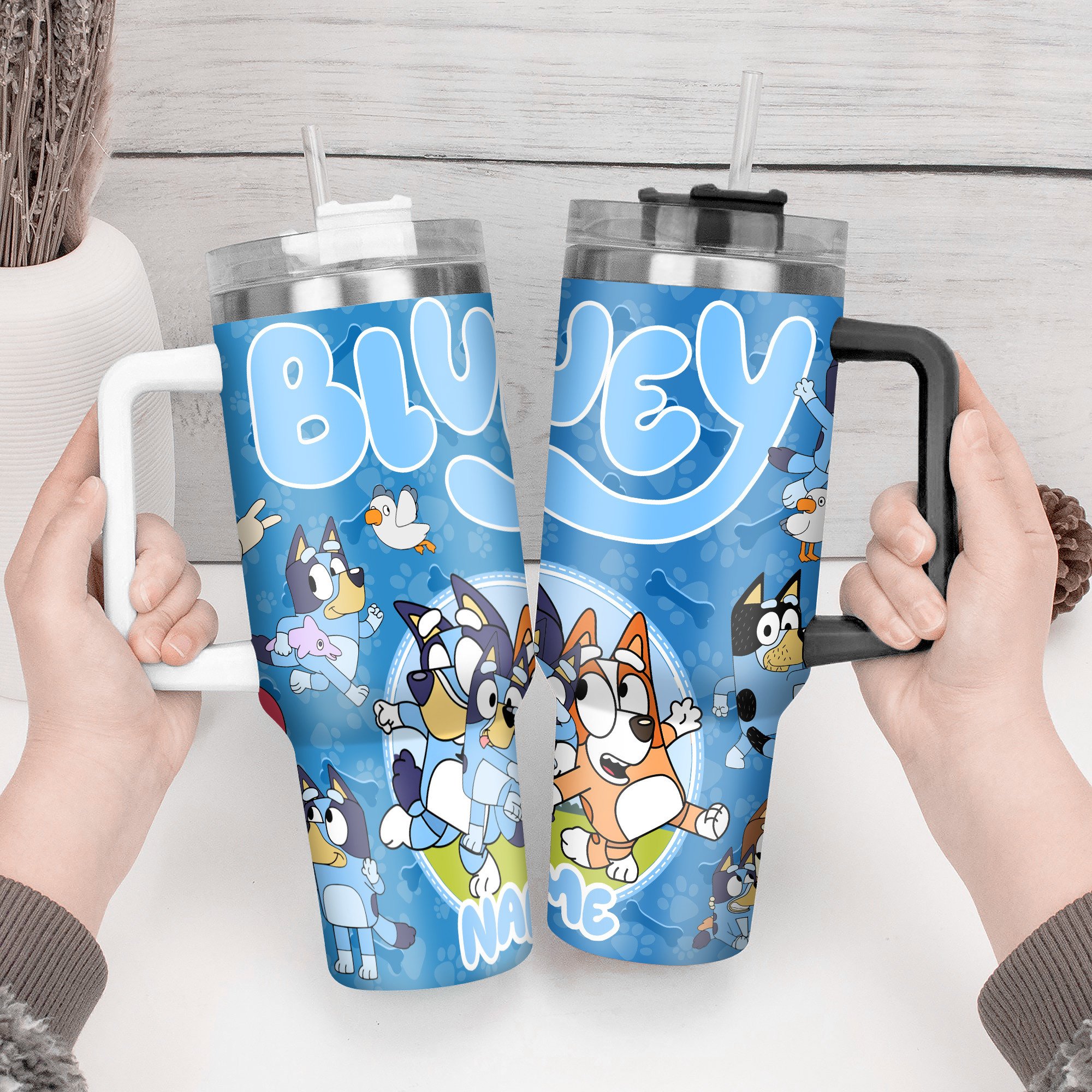 The Family Bluey Cartoon Custom Stanley Cup 40 oz 30 oz Tumbler With Handle