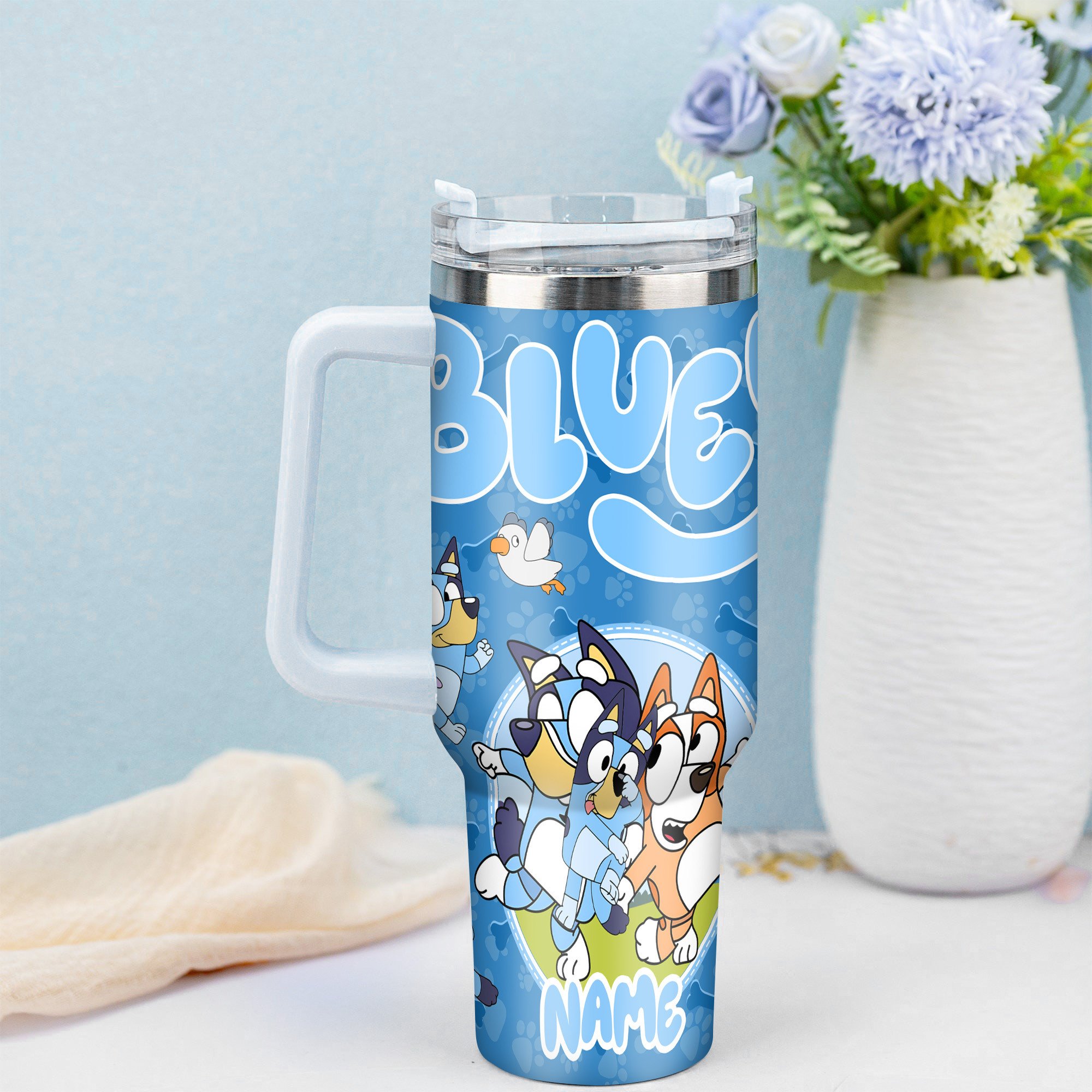 The Family Bluey Cartoon Custom Stanley Cup 40 oz 30 oz Tumbler With Handle