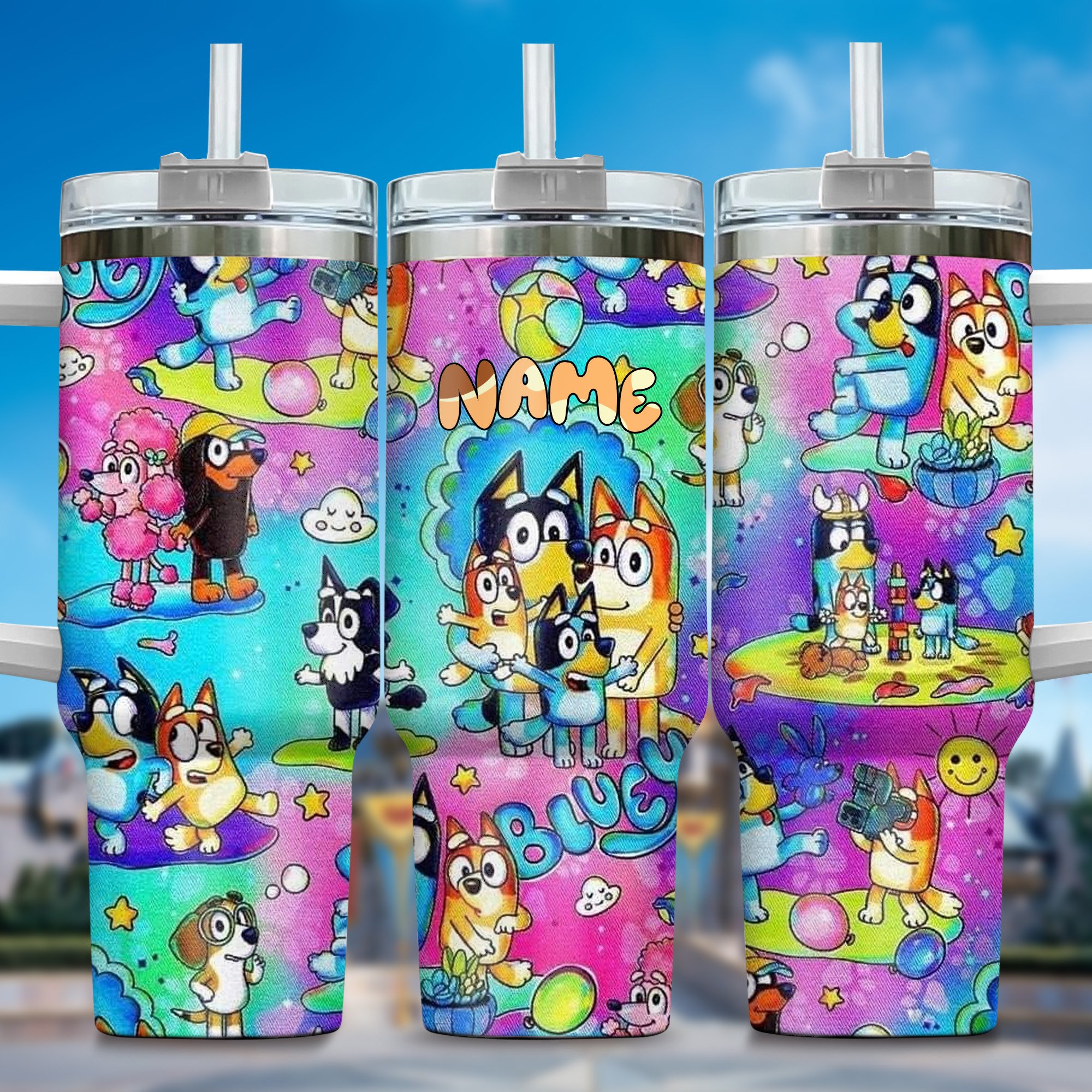 The Family Bluey Cartoon Custom Stanley Cup 40 oz 30 oz Tumbler With Handle