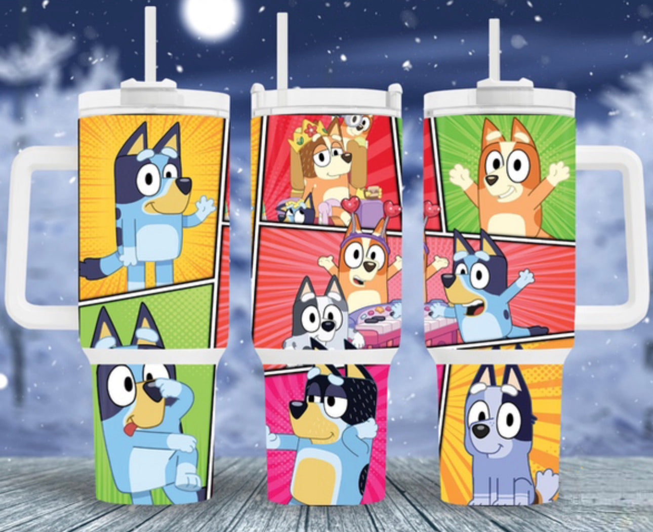 The Family Bluey Cartoon Custom Stanley Cup 40 oz 30 oz Tumbler With Handle