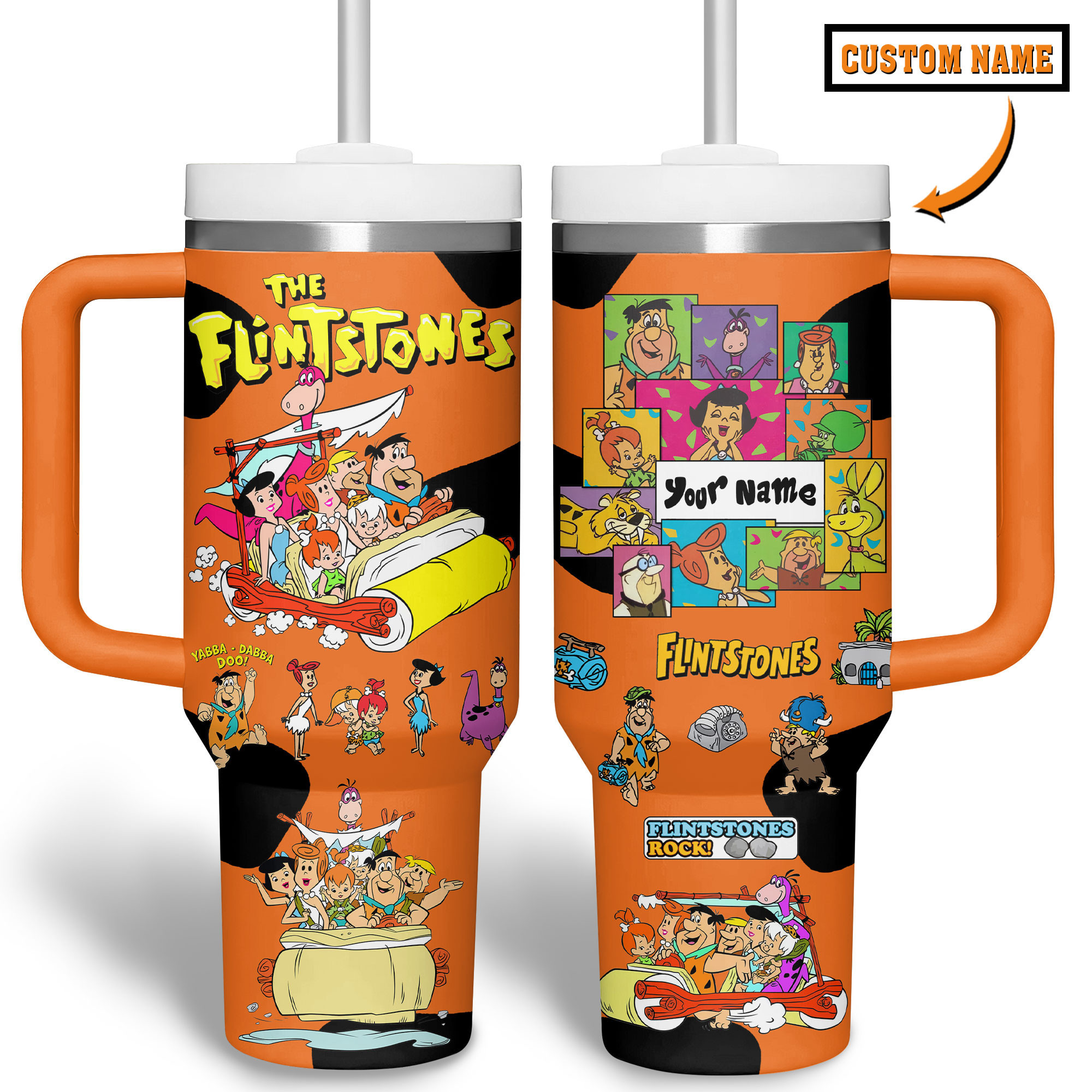 The Flintstones Cartoon Custom Stanley Cup 40 oz 30 oz Tumbler With Handle
