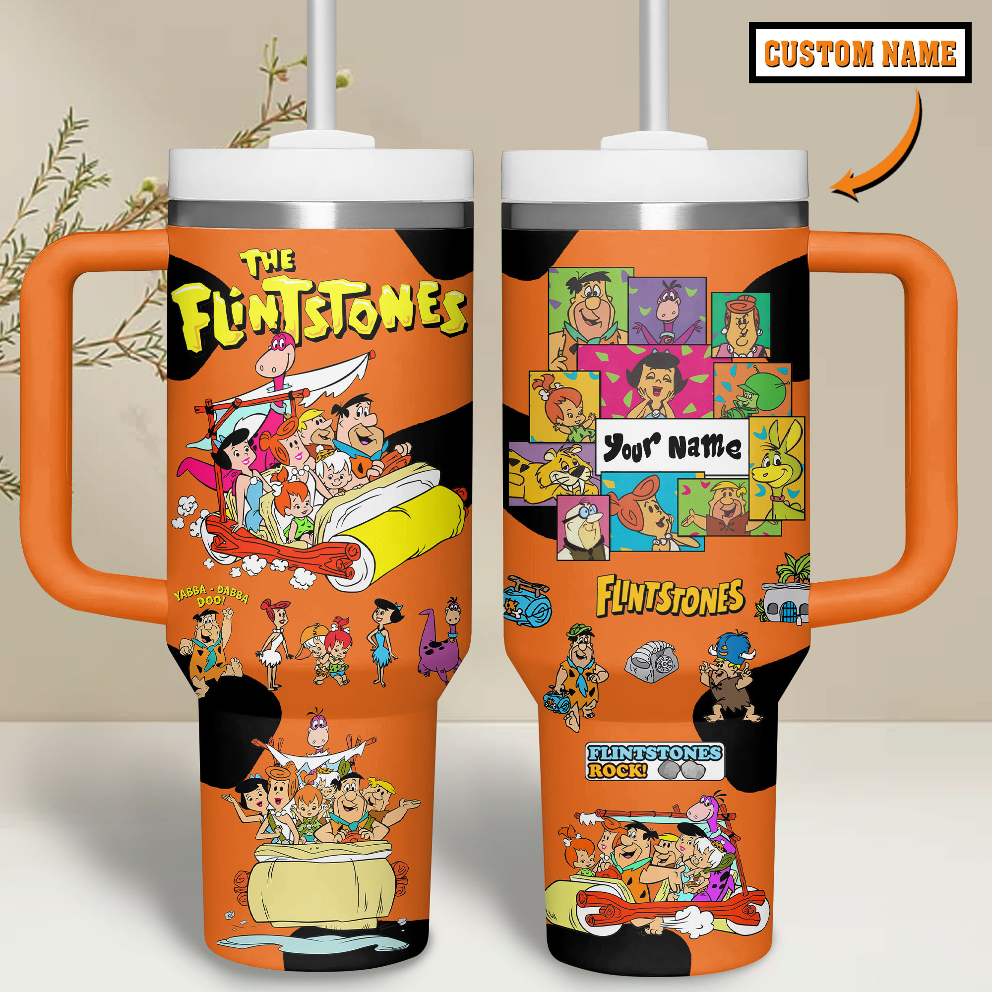 The Flintstones Cartoon Custom Stanley Cup 40 oz 30 oz Tumbler With Handle
