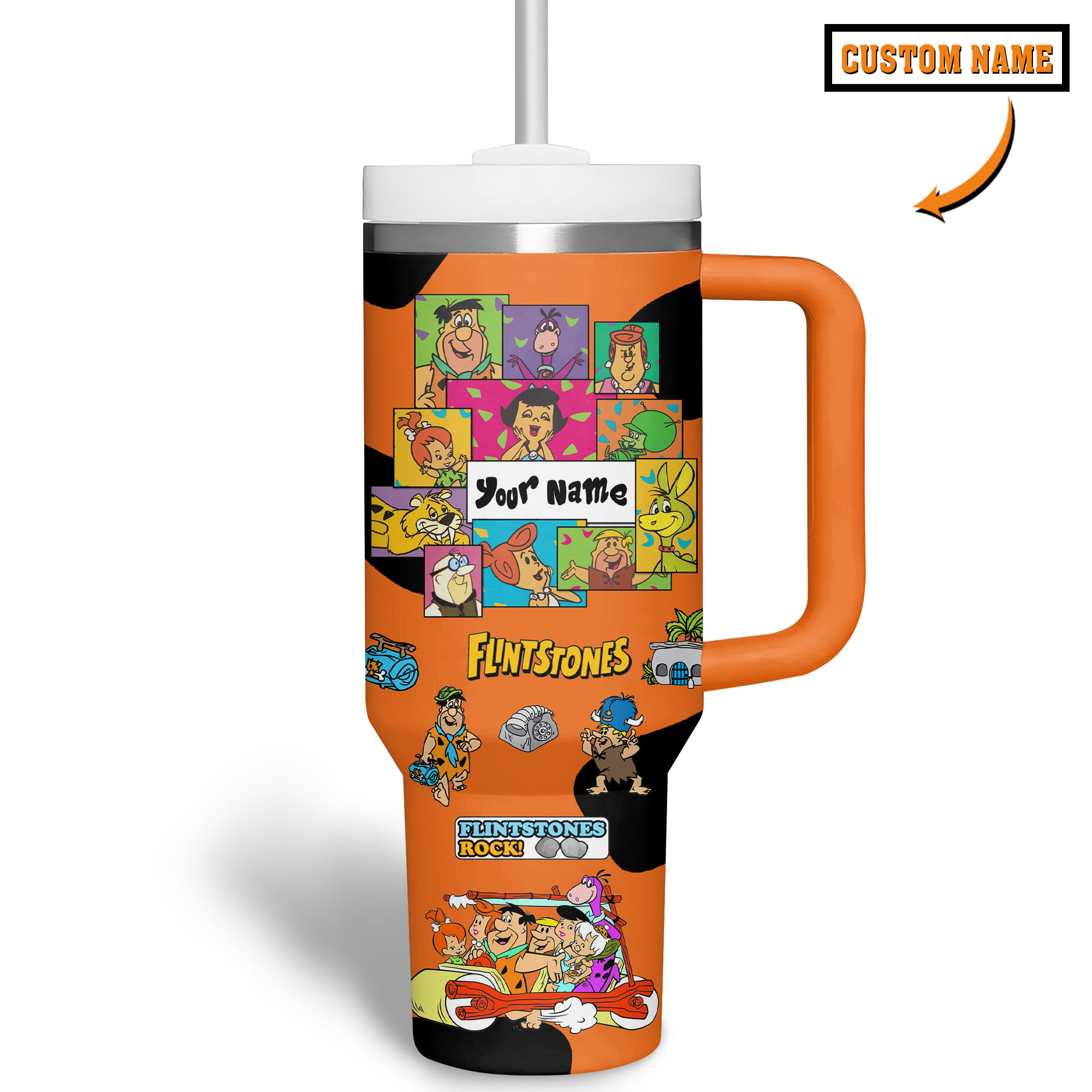 The Flintstones Cartoon Custom Stanley Cup 40 oz 30 oz Tumbler With Handle