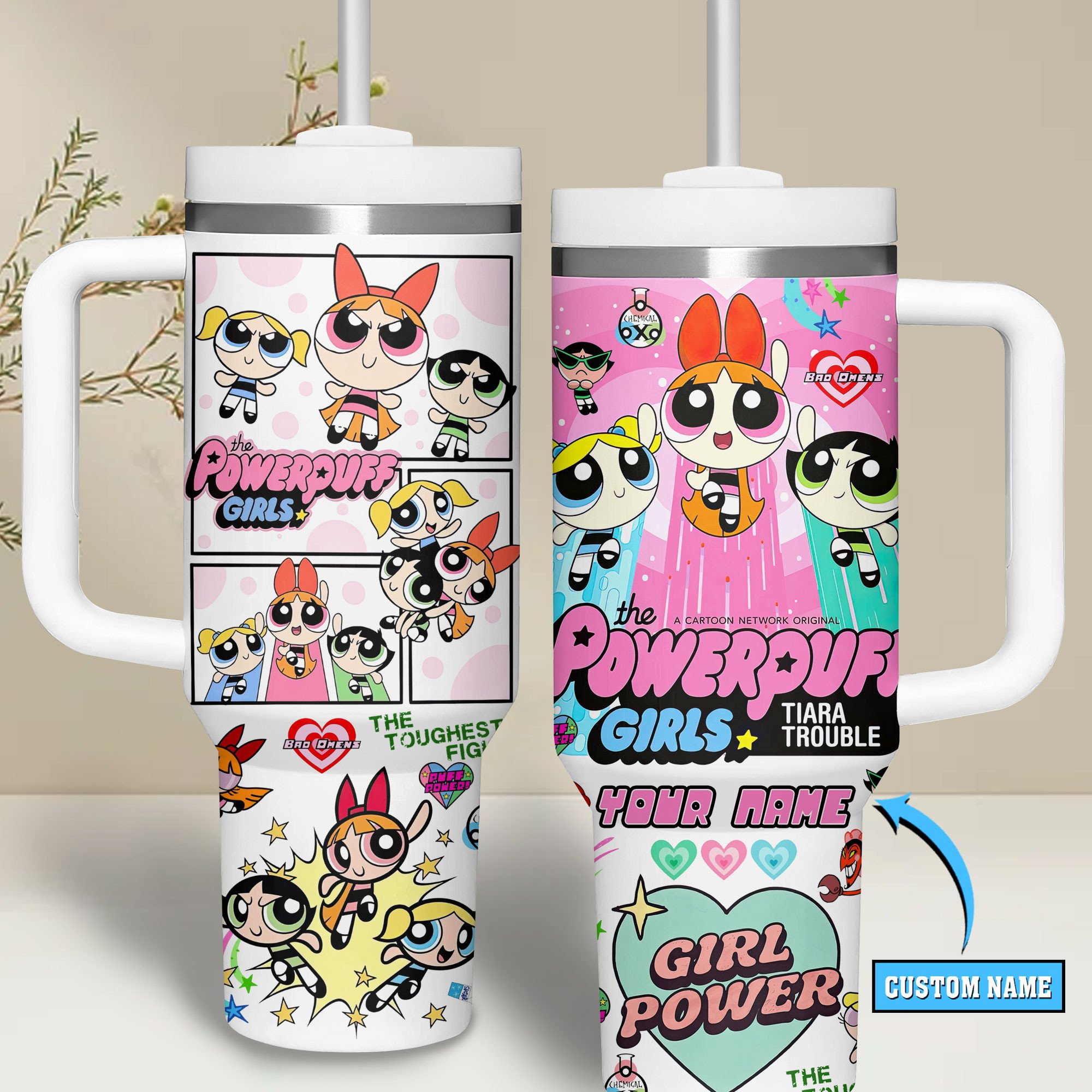 The Powerpuff Girls Cartoon Custom Stanley Cup 40 oz 30 oz Tumbler With Handle