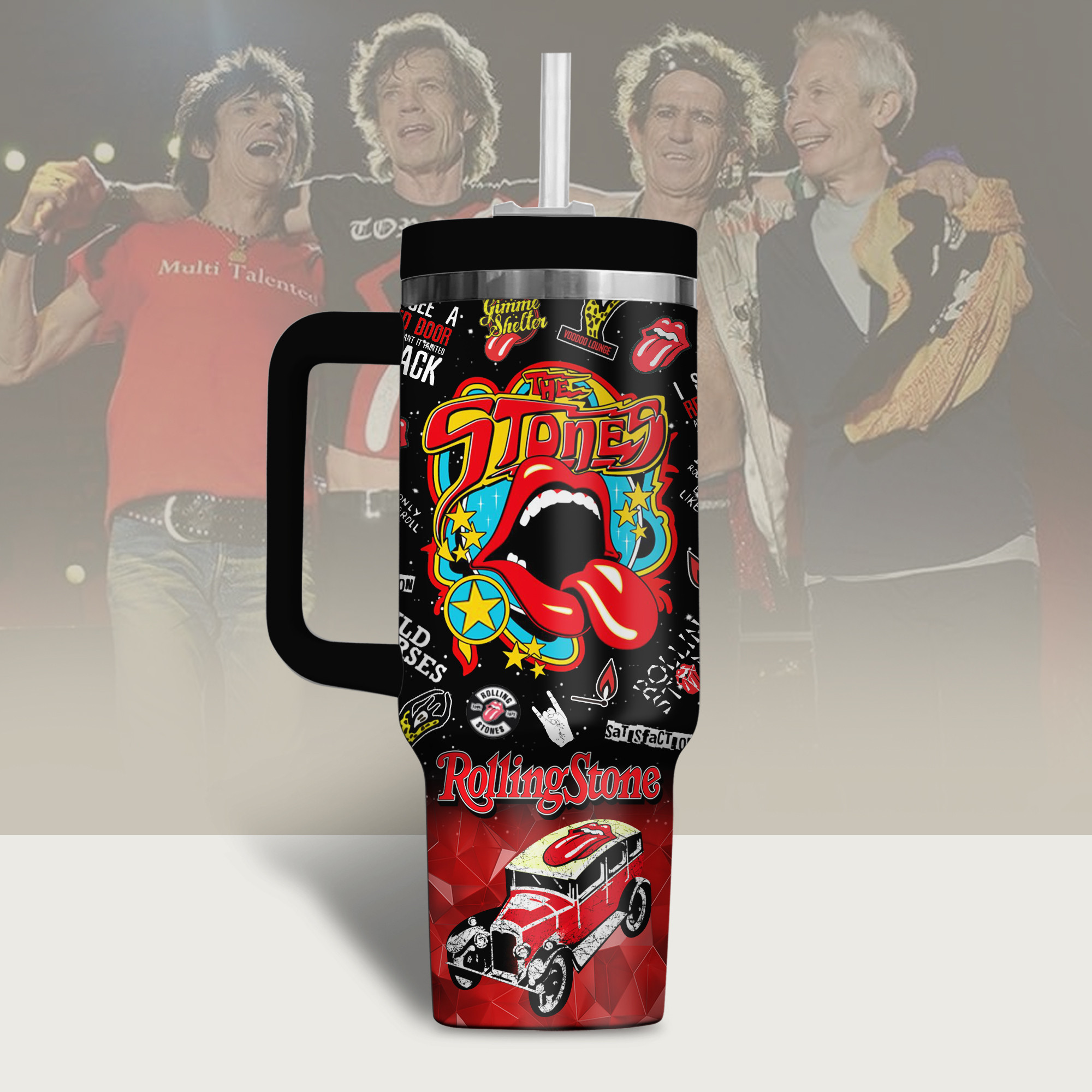 The Rolling Stones Music Custom Stanley Cup 40 oz 30 oz Tumbler With Handle
