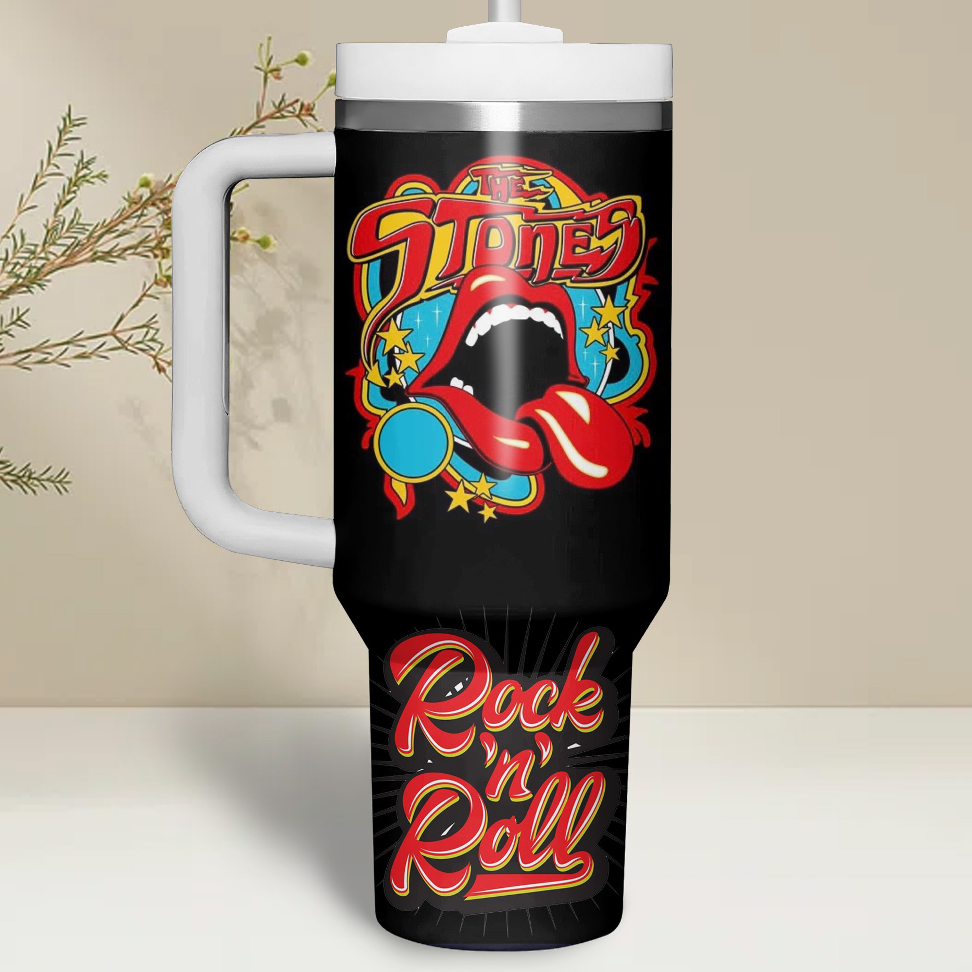The Rolling Stones Music Custom Stanley Cup 40 oz 30 oz Tumbler With Handle