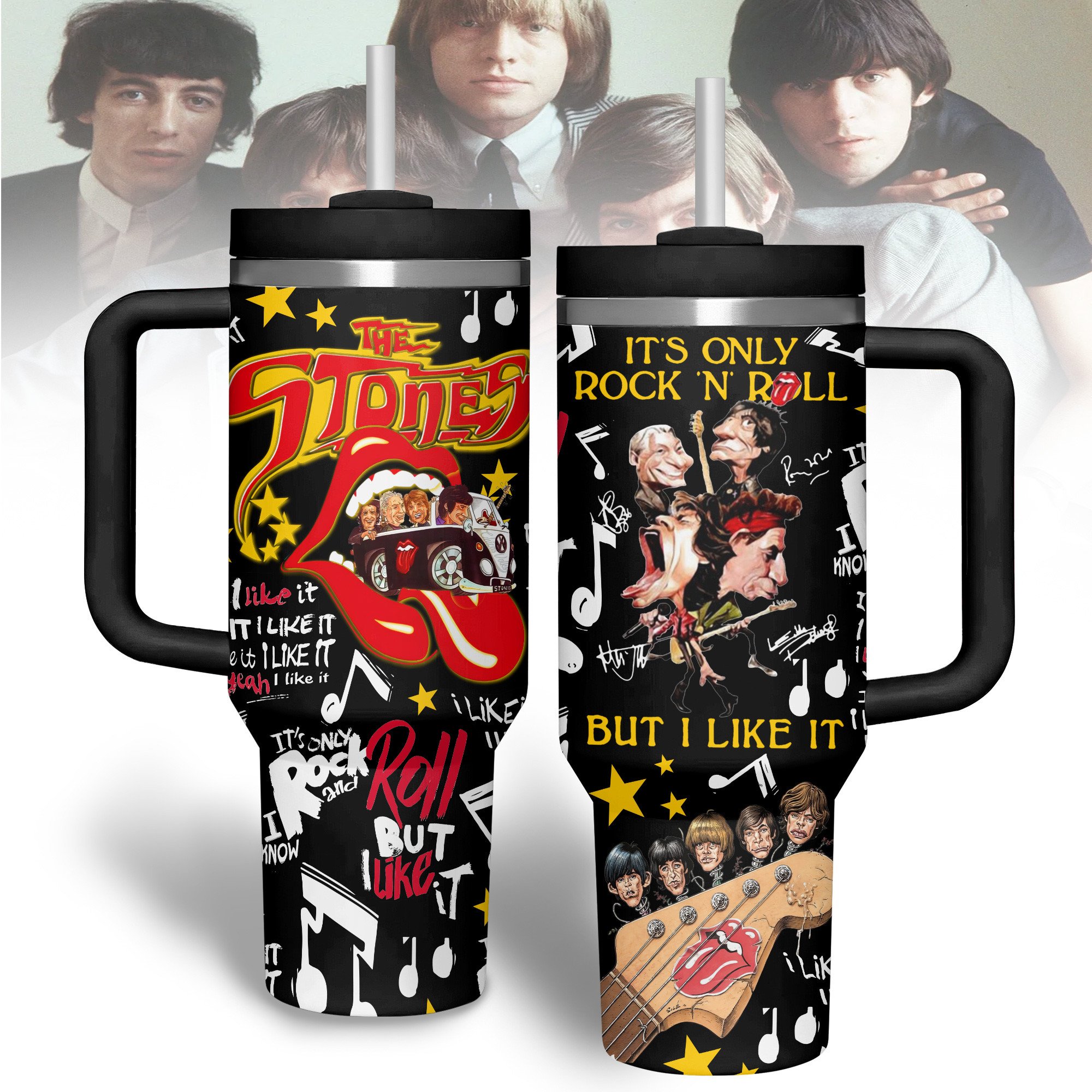 The Rolling Stones Music Custom Stanley Cup 40 oz 30 oz Tumbler With Handle