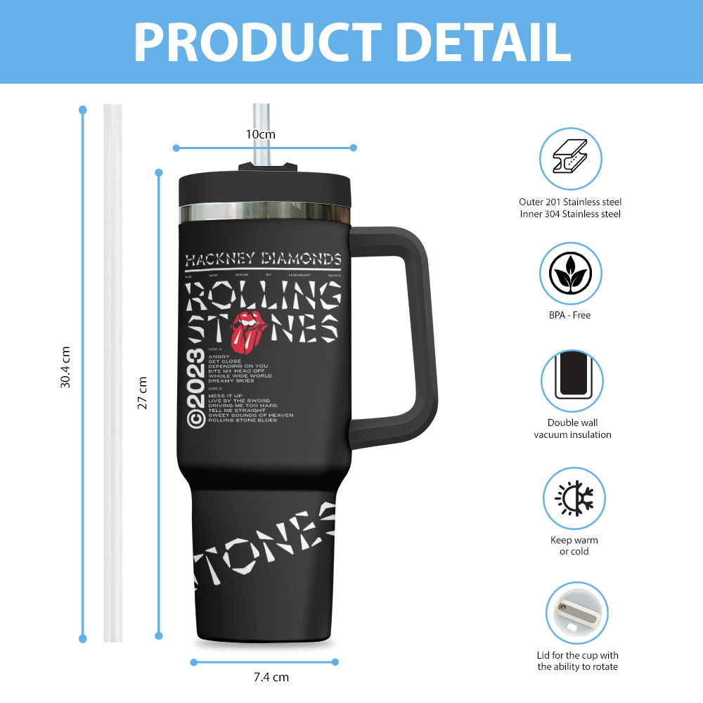 The Rolling Stones Music Custom Stanley Cup 40 oz 30 oz Tumbler With Handle