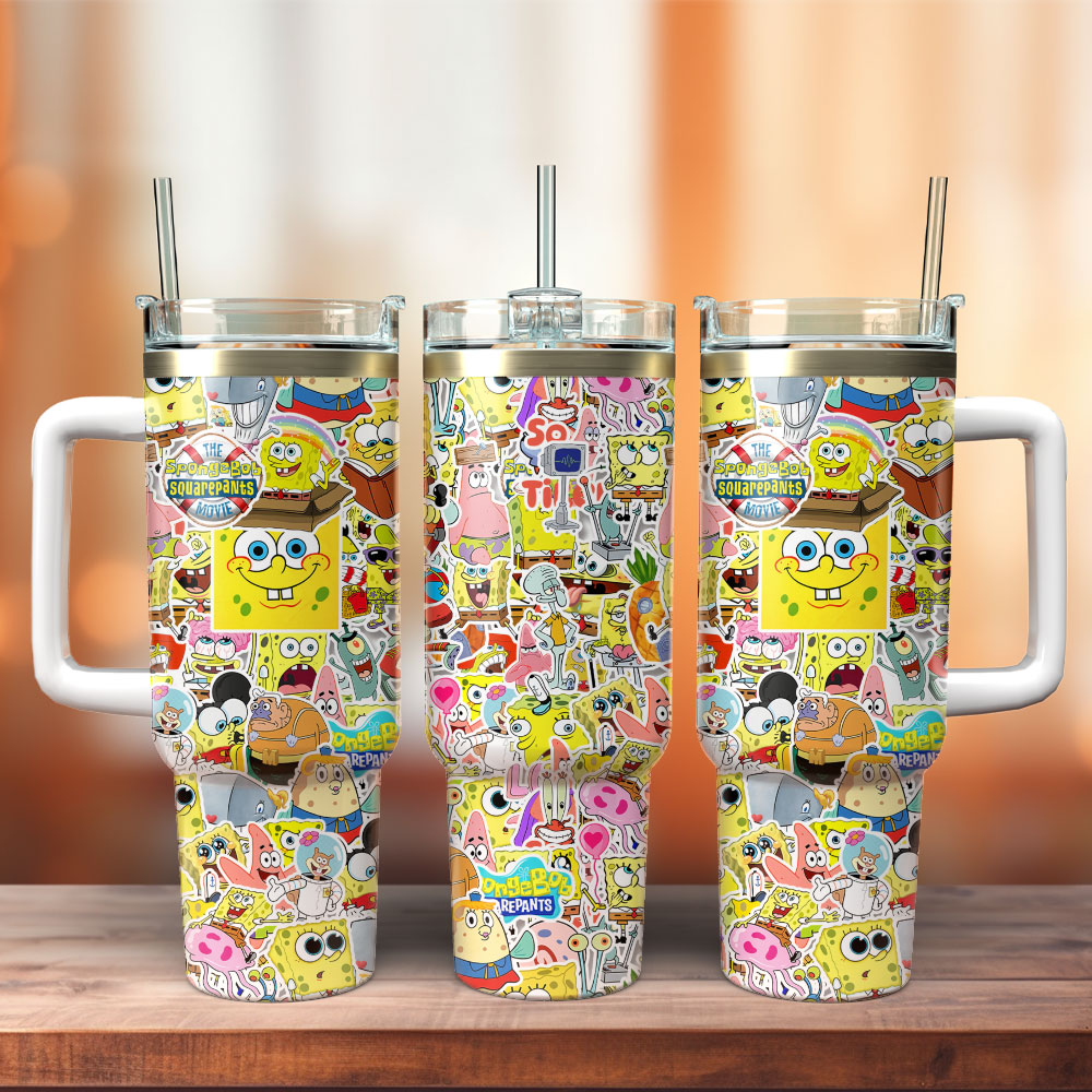 The SpongeBob SquarePants Cartoon Custom Stanley Cup 40 oz 30 oz Tumbler With Handle