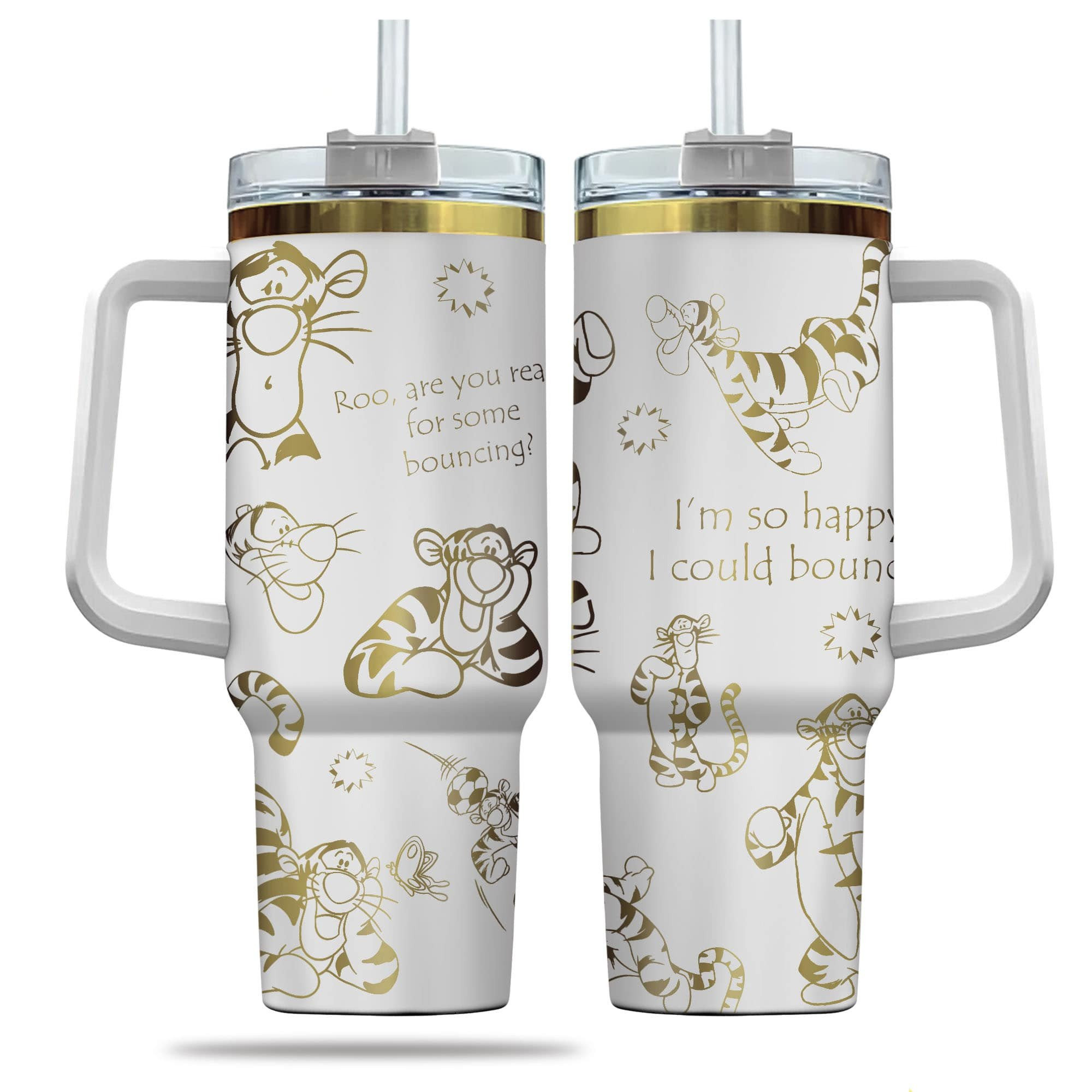 Tigger Cartoon Custom Stanley Cup 40 oz 30 oz Tumbler With Handle
