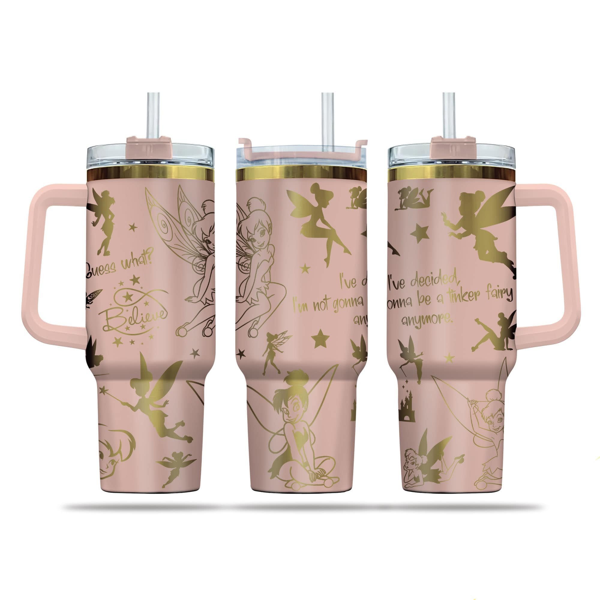 Tinkerbell Cartoon Custom Stanley Cup 40 oz 30 oz Tumbler With Handle