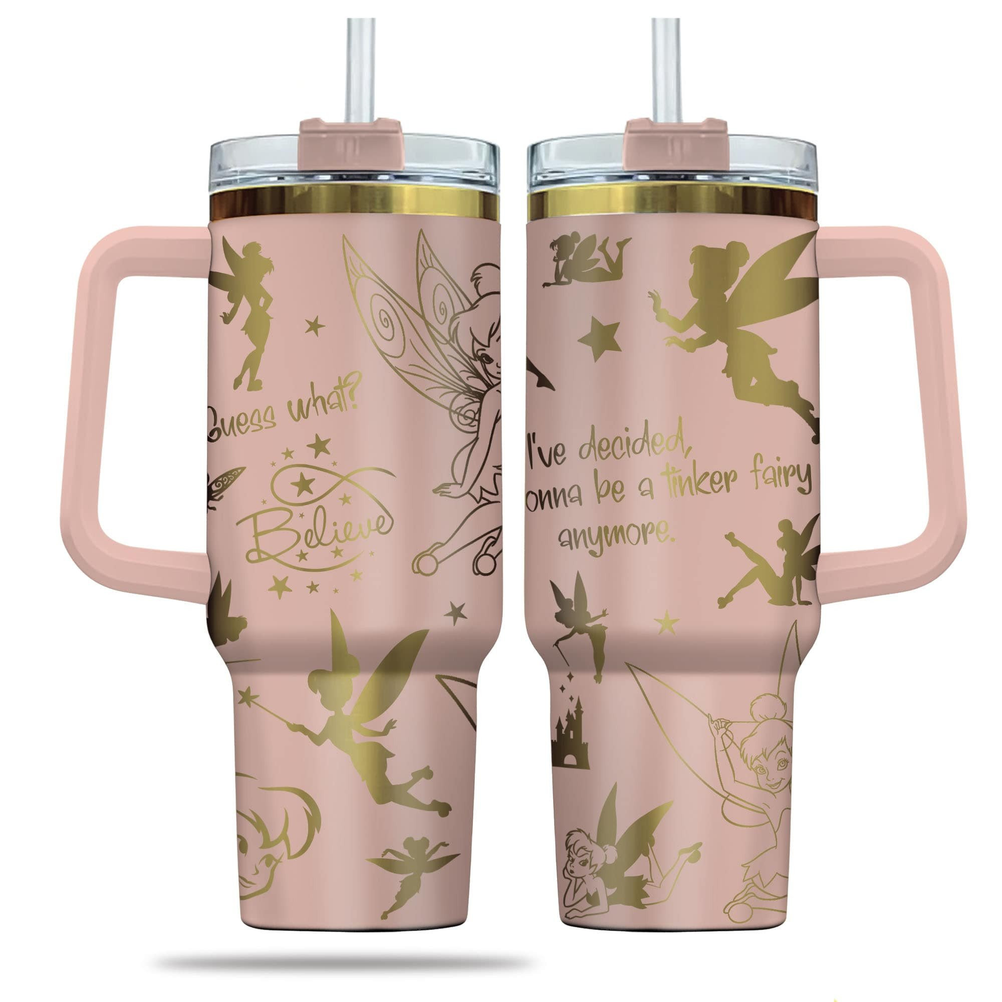 Tinkerbell Cartoon Custom Stanley Cup 40 oz 30 oz Tumbler With Handle