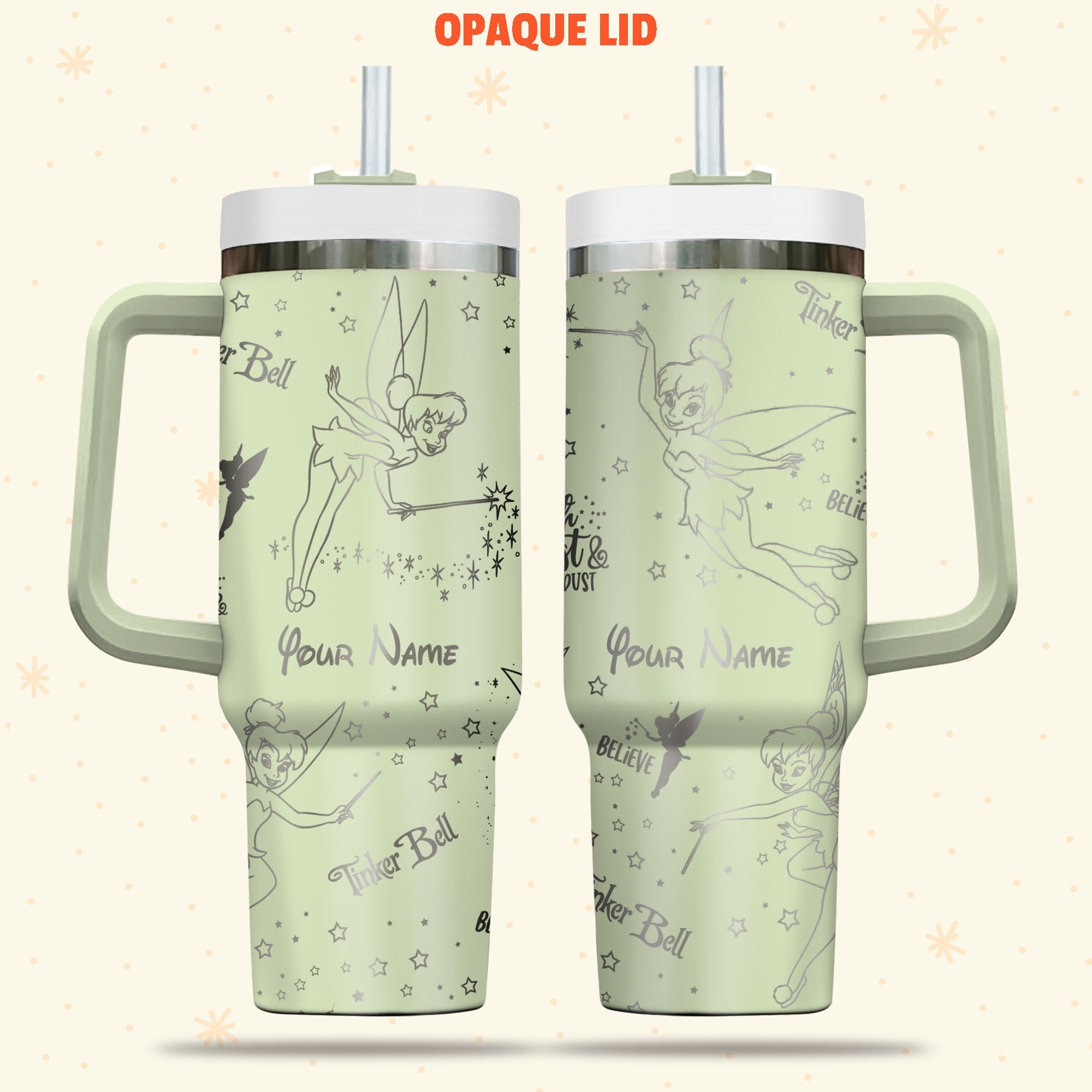 Tinkerbell Disney Cartoon Custom Stanley Cup 40 oz 30 oz Tumbler With Handle