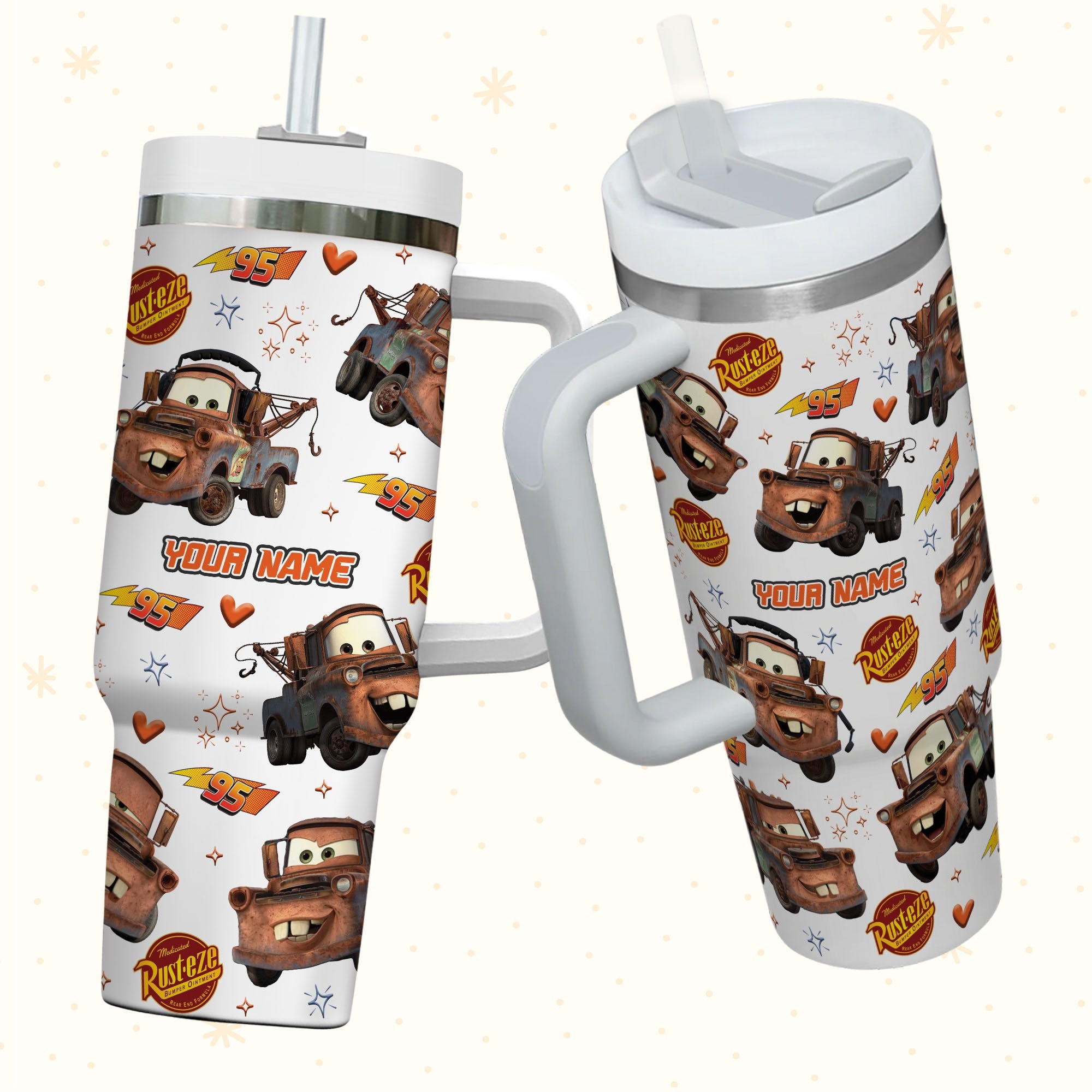 Tow Mater Cars Disney Cartoon Custom Stanley Cup 40 oz 30 oz Tumbler With Handle