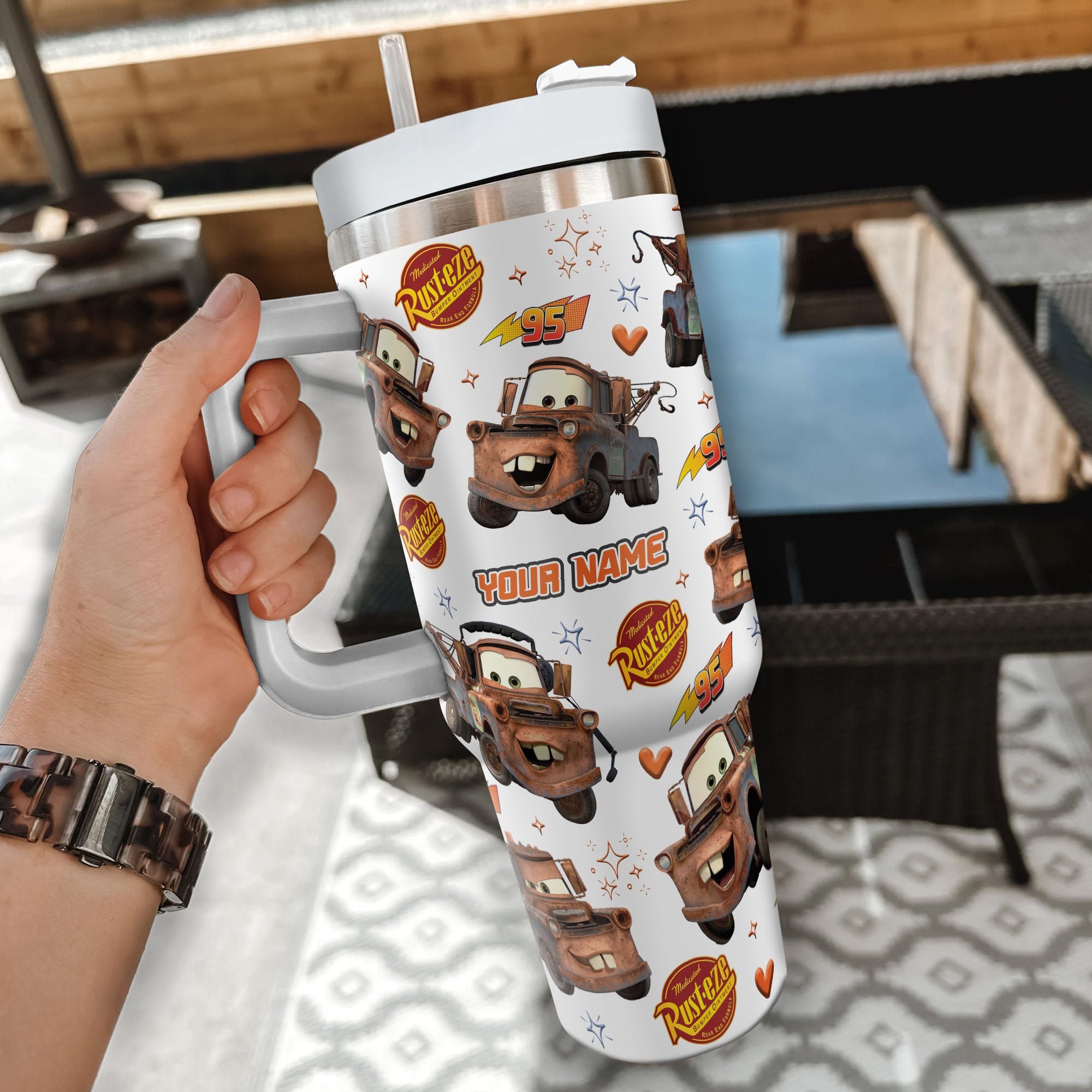 Tow Mater Cars Disney Cartoon Custom Stanley Cup 40 oz 30 oz Tumbler With Handle
