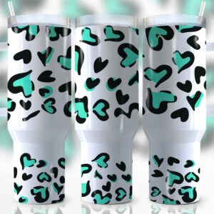 Turquoise Leopard Print Custom Stanley Cup 40 oz 30 oz Tumbler With Handle