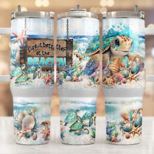 Turtle and Sea Life Custom Stanley Cup 40 oz 30 oz Tumbler With Handle