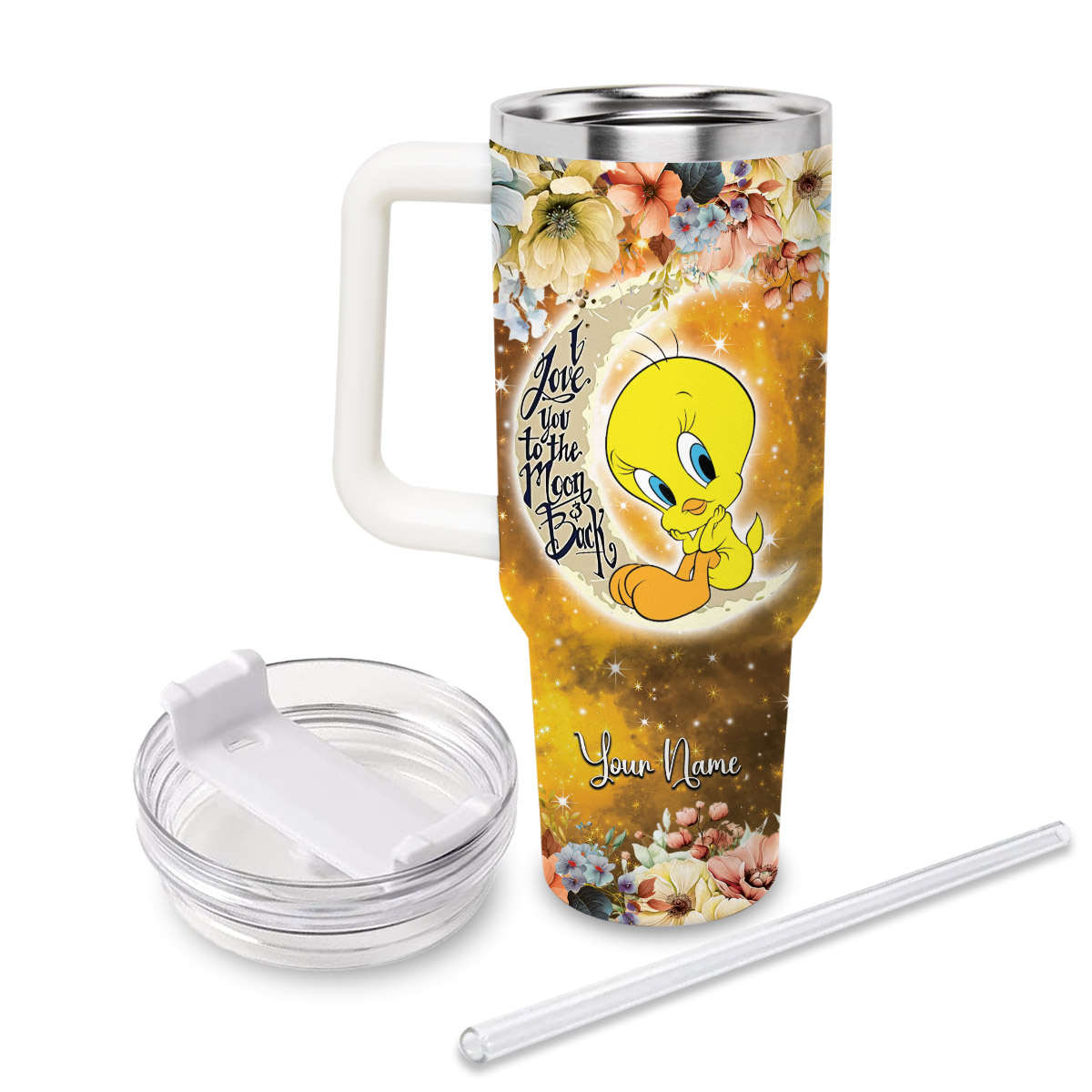 Tweety Looney Tunes Cartoon Custom Stanley Cup 40 oz 30 oz Tumbler With Handle