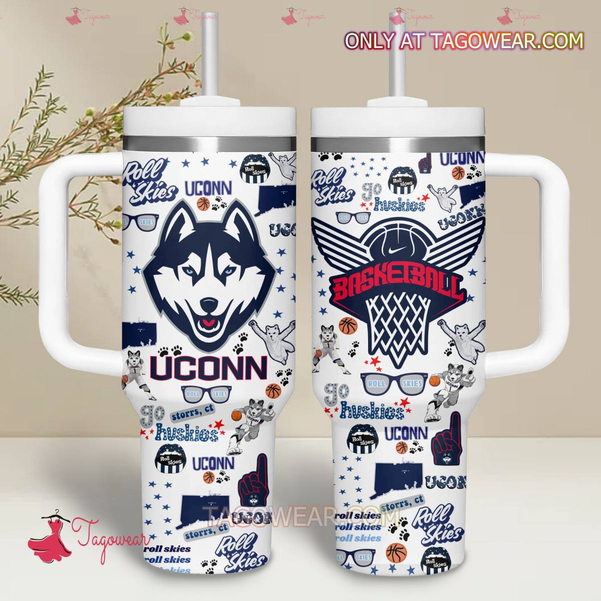 UConn Huskies Basketball NCAA Custom Stanley Cup 40 oz 30 oz Tumbler With Handle
