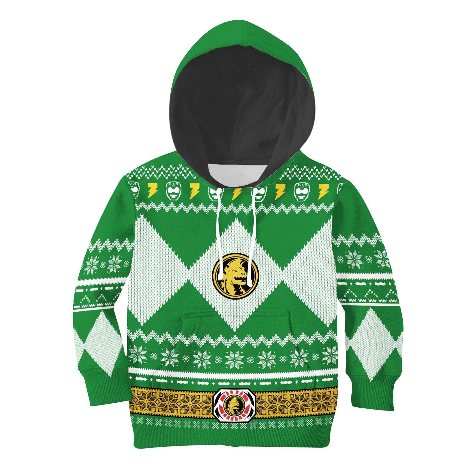Unisex Kid Tops Pullover Sweatshirt Green Power Ranger 3D Apparel - Stormmerch Exclusive