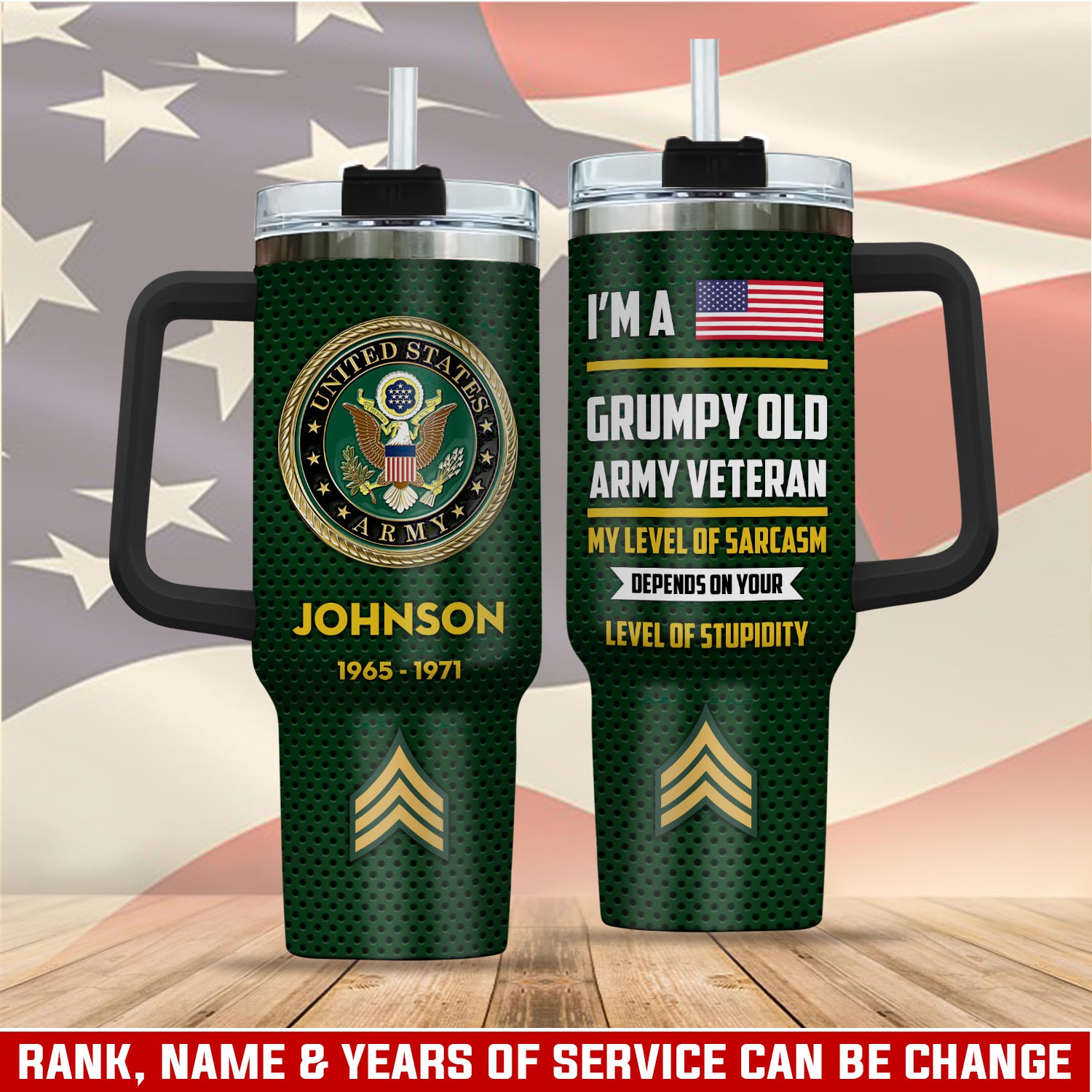 United States Army Custom Stanley Cup 40 oz 30 oz Tumbler With Handle